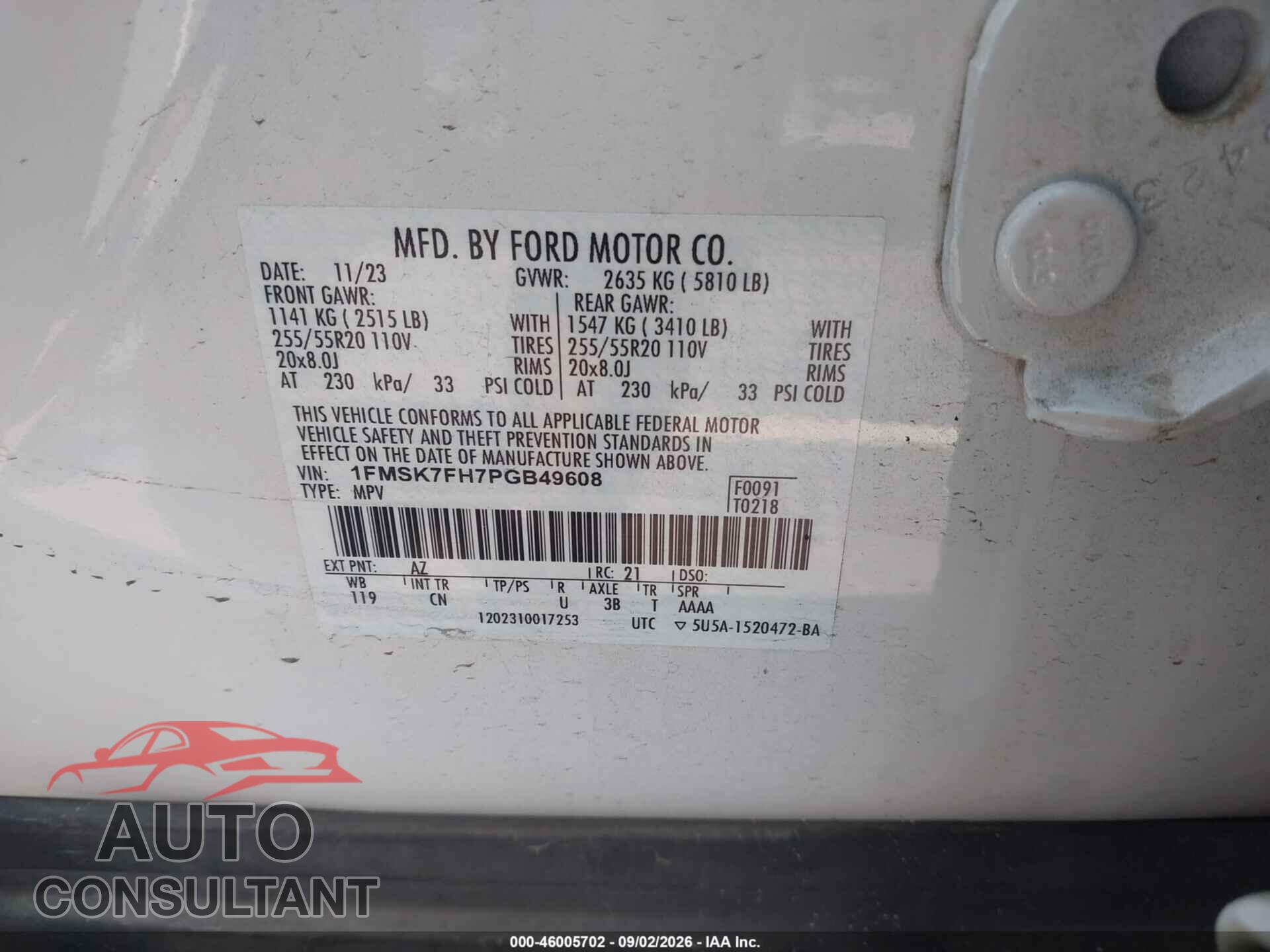 FORD EXPLORER 2023 - 1FMSK7FH7PGB49608