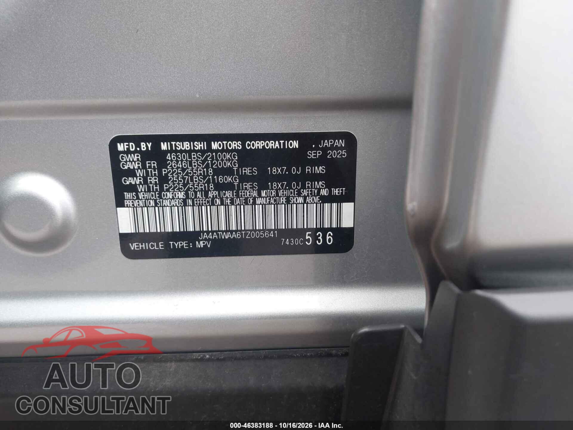 MITSUBISHI ECLIPSE CROSS 2026 - JA4ATWAA6TZ005641