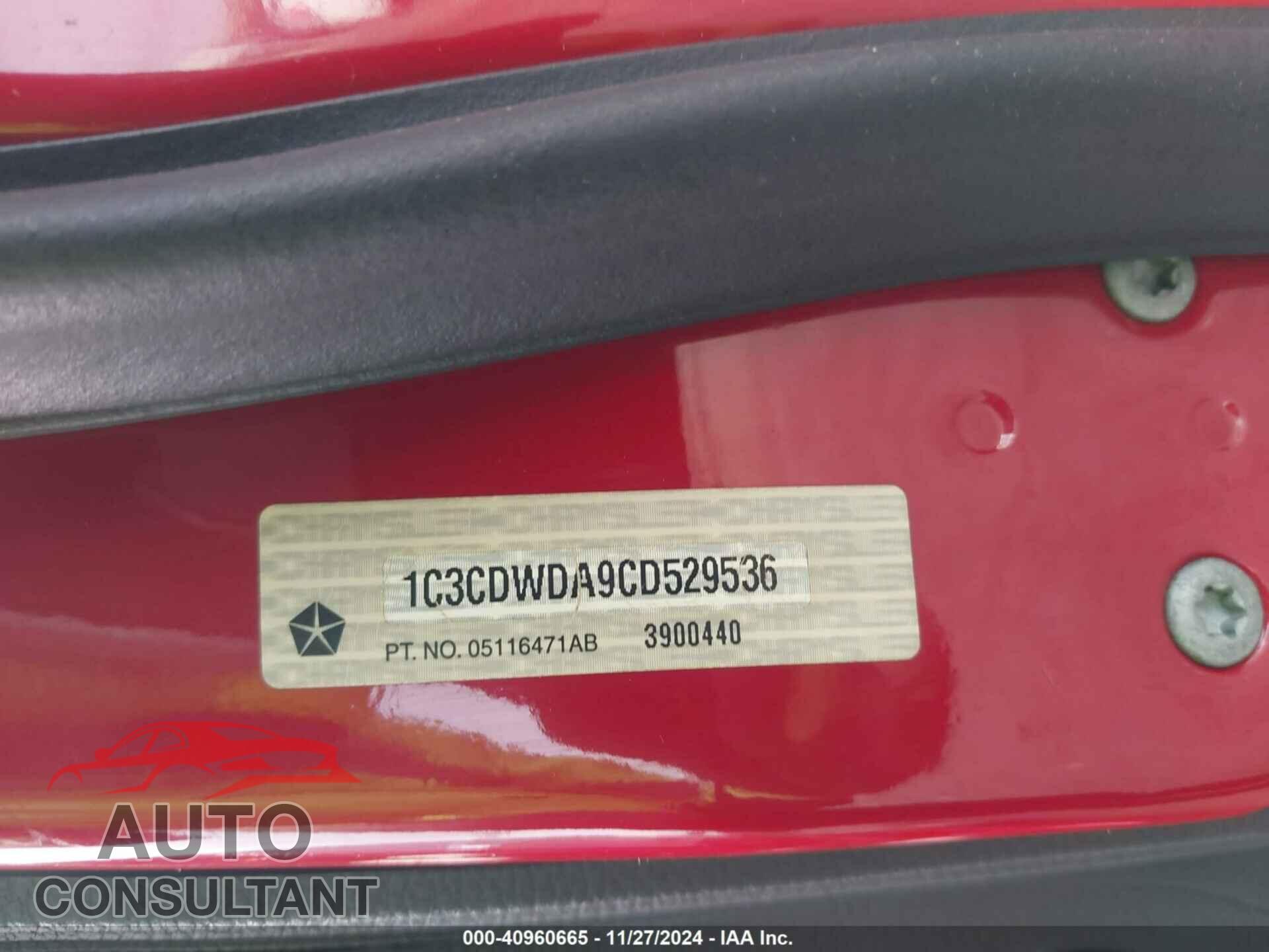 DODGE CALIBER 2012 - 1C3CDWDA9CD529536