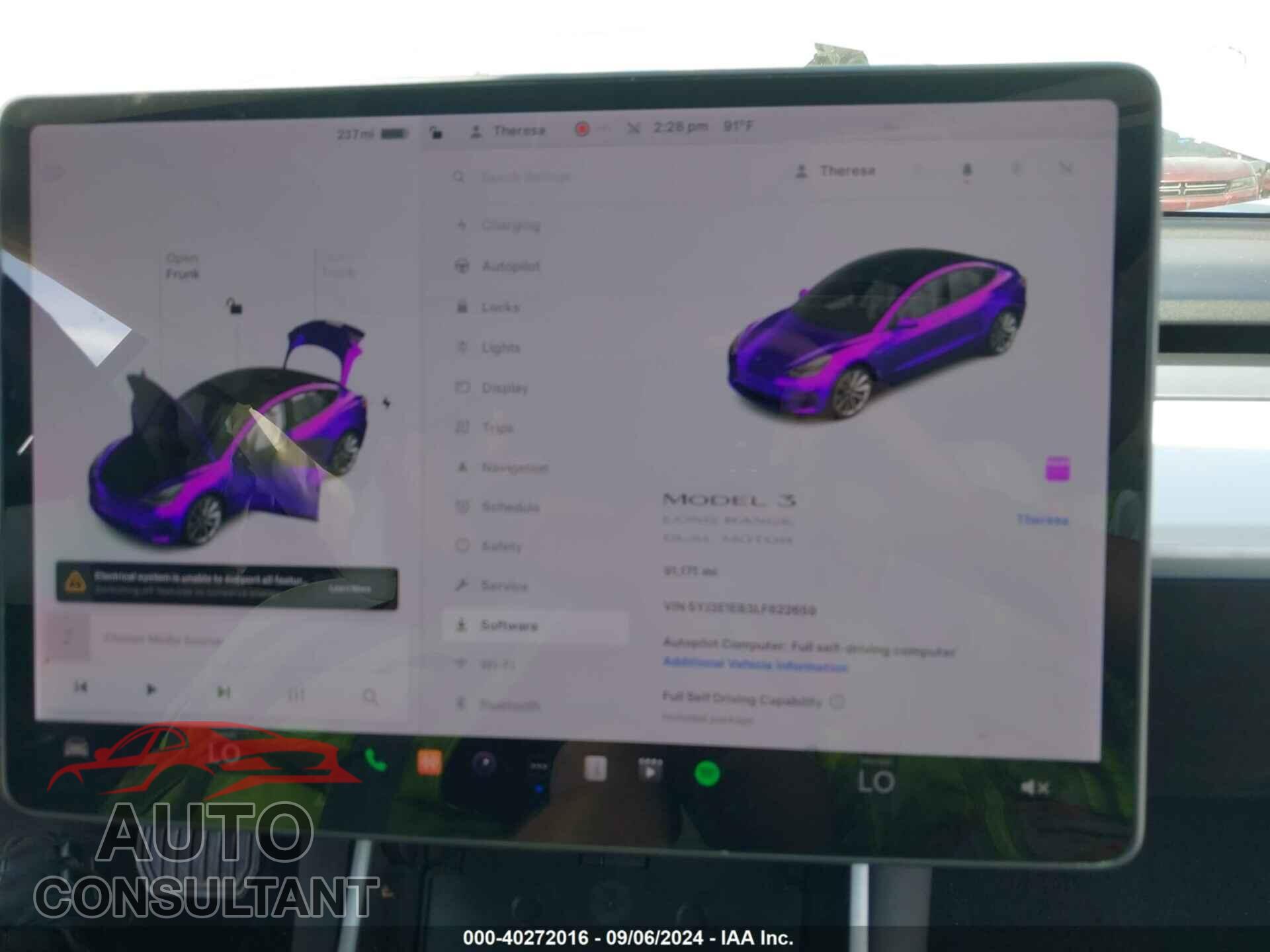 TESLA MODEL 3 2020 - 5YJ3E1EB3LF622659