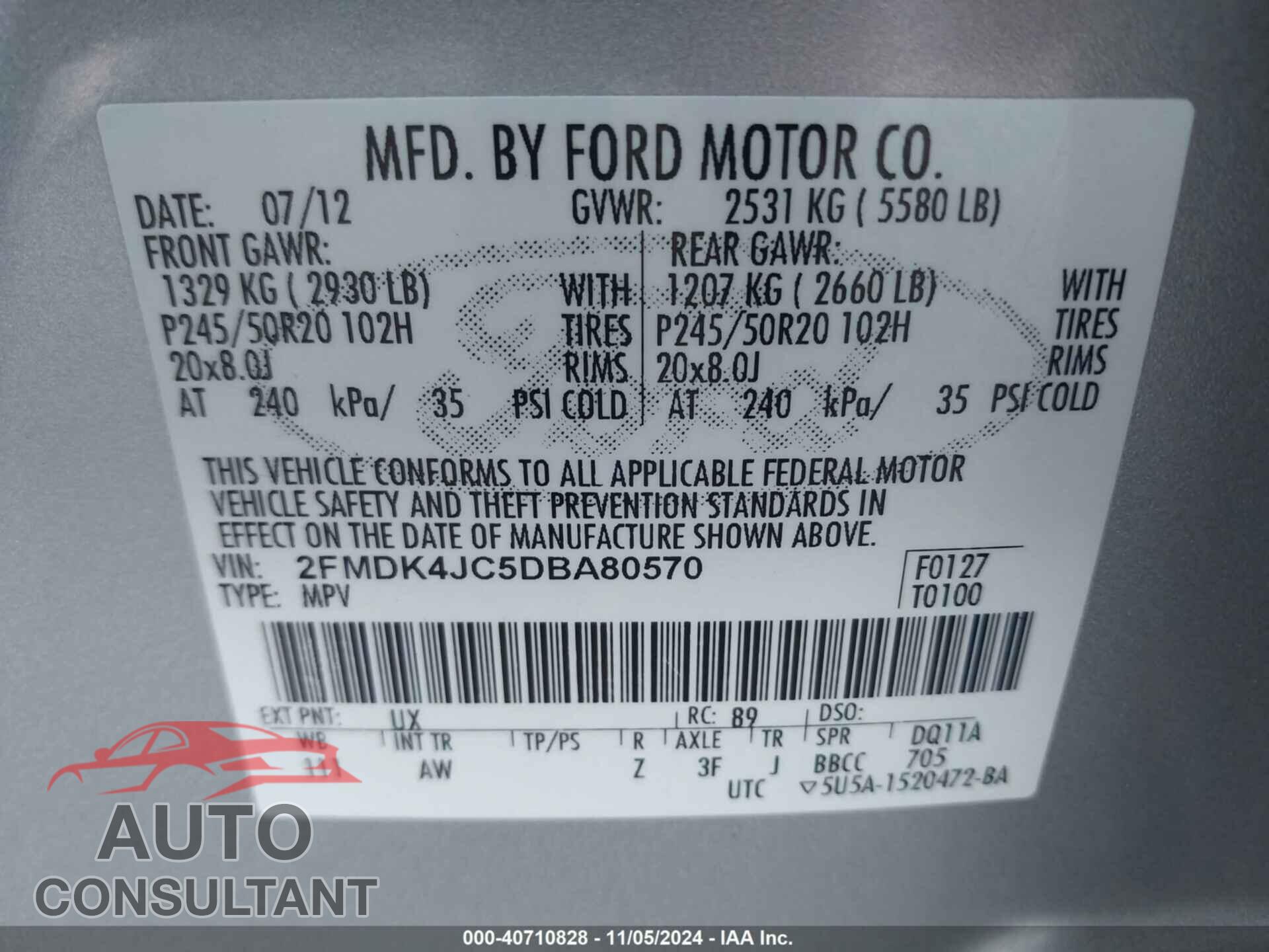 FORD EDGE 2013 - 2FMDK4JC5DBA80570