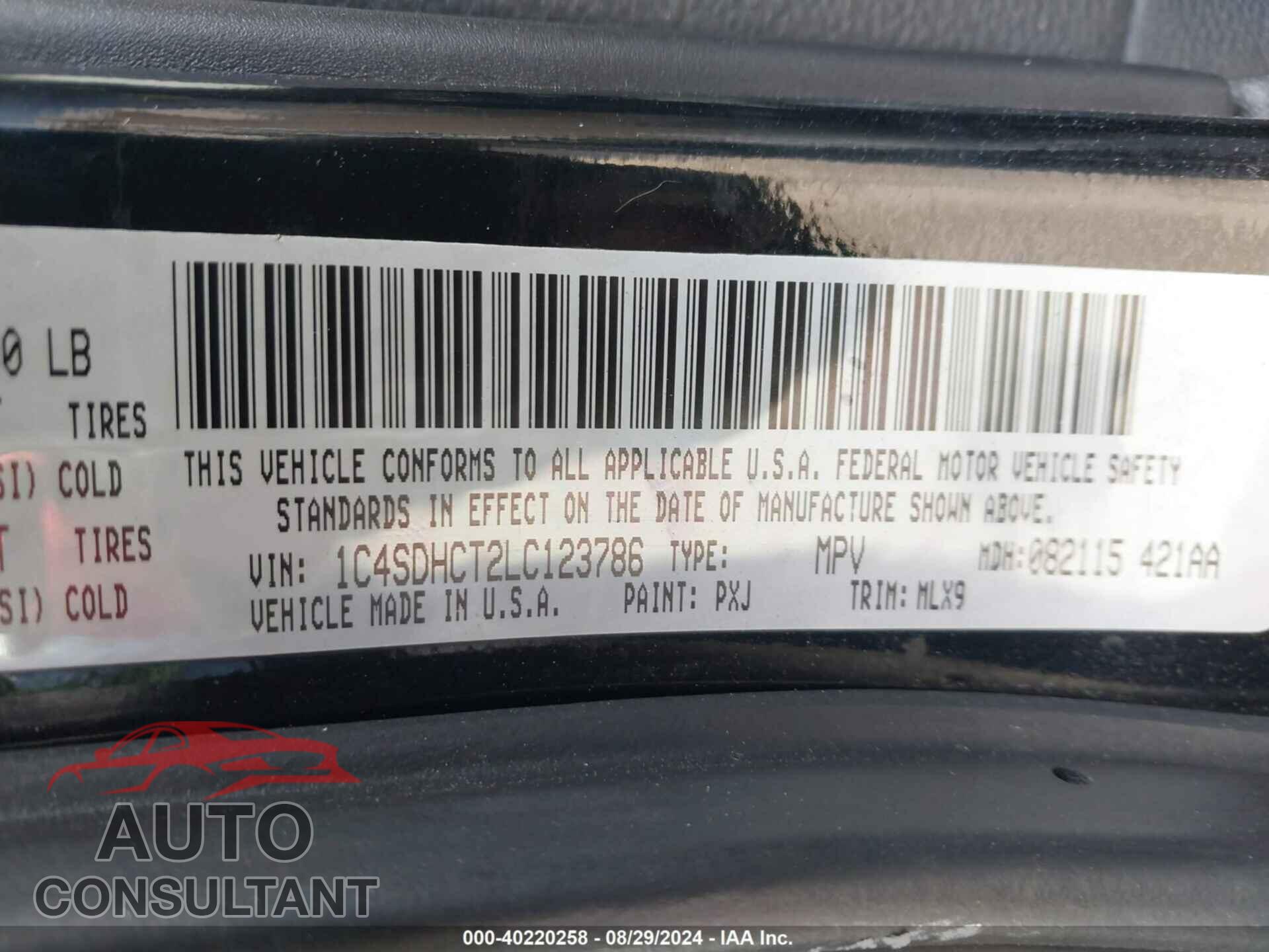 DODGE DURANGO 2020 - 1C4SDHCT2LC123786