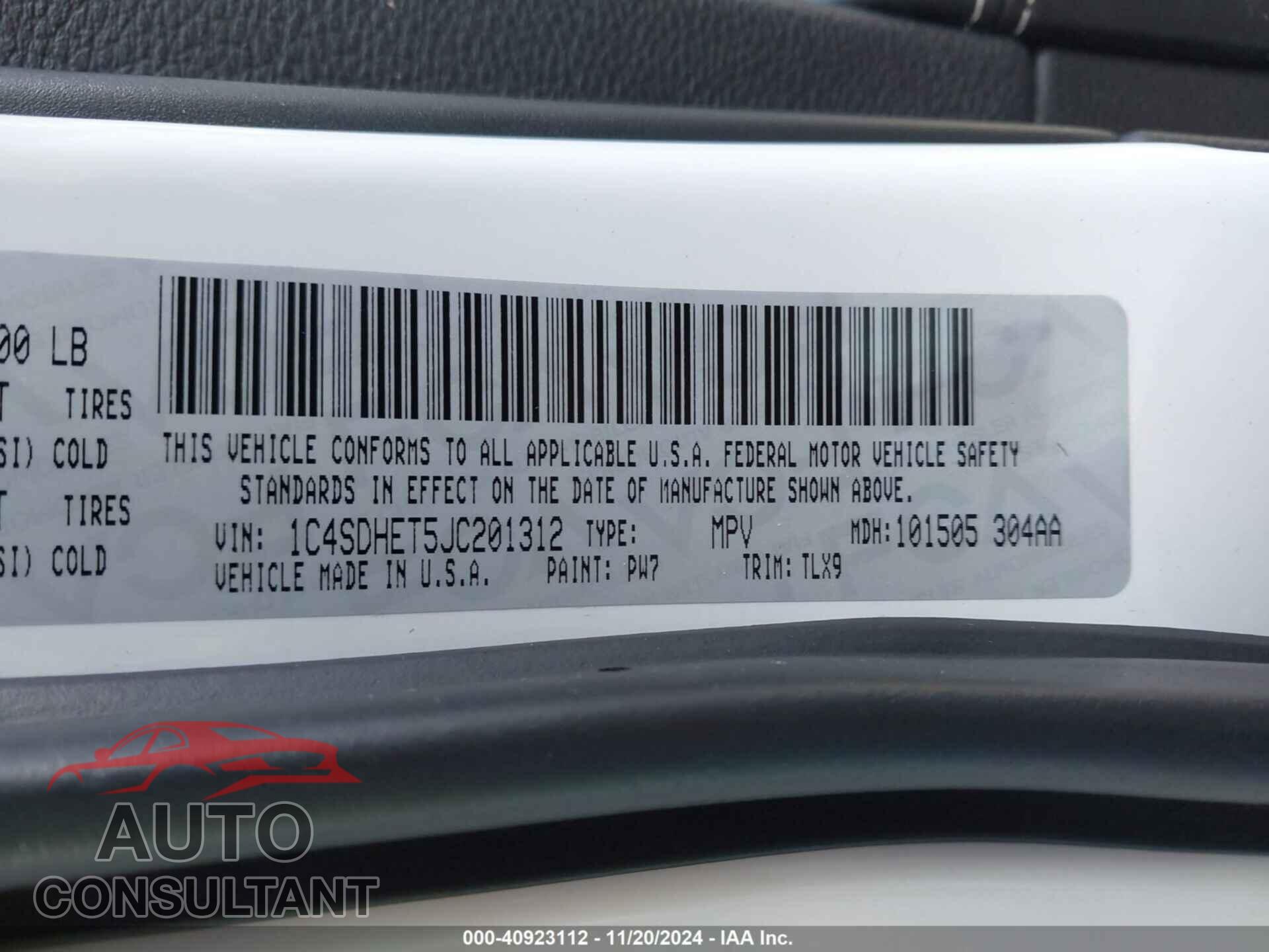 DODGE DURANGO 2018 - 1C4SDHET5JC201312