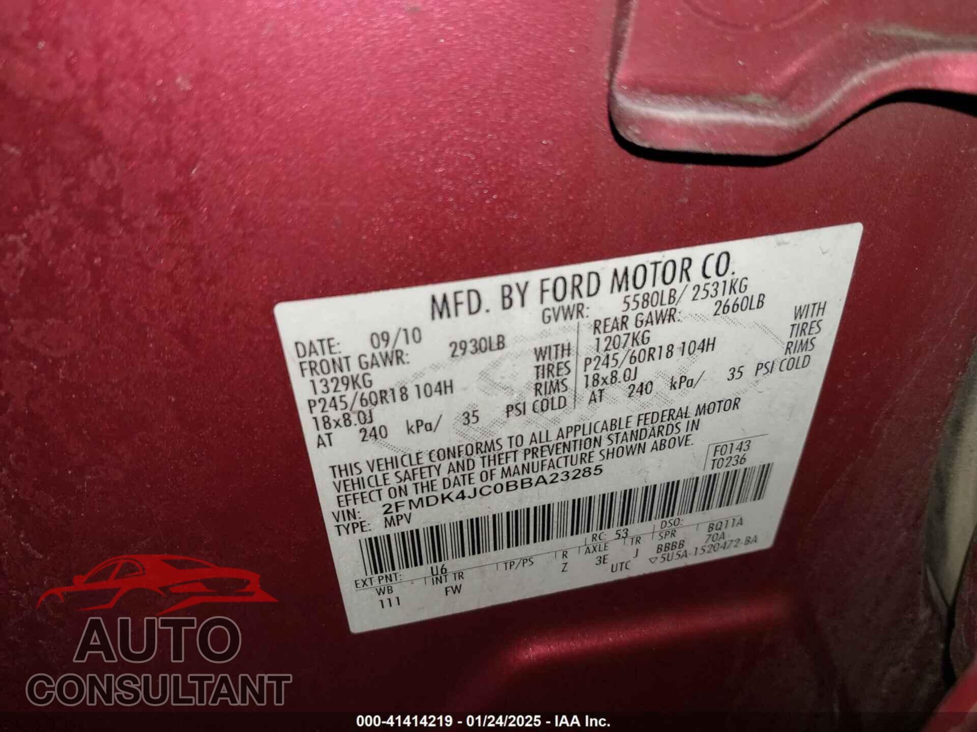FORD EDGE 2011 - 2FMDK4JC0BBA23285