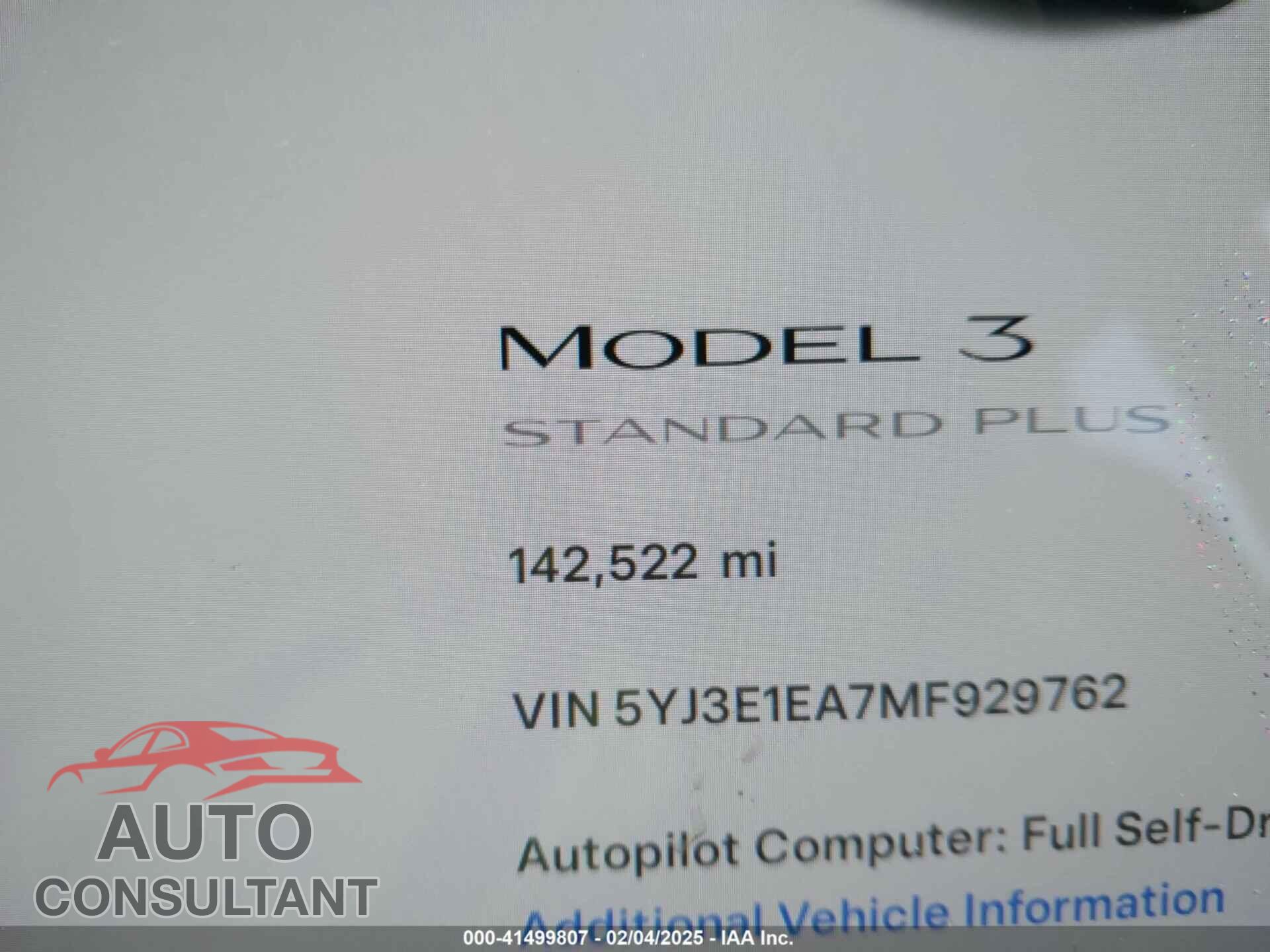 TESLA MODEL 3 2021 - 5YJ3E1EA7MF929762