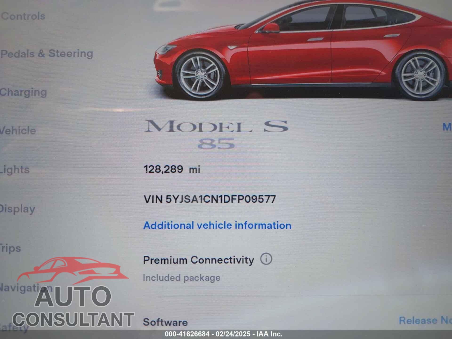 TESLA MODEL S 2013 - 5YJSA1CN1DFP09577