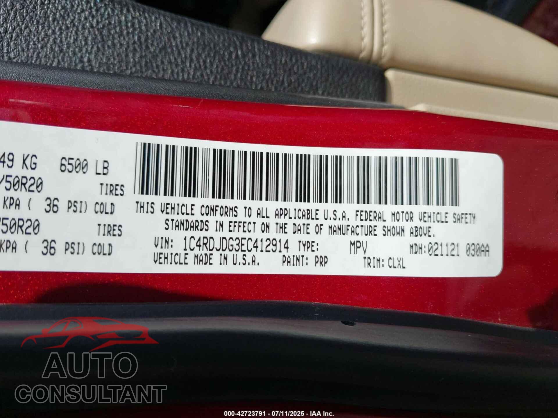 DODGE DURANGO 2014 - 1C4RDJDG3EC412914