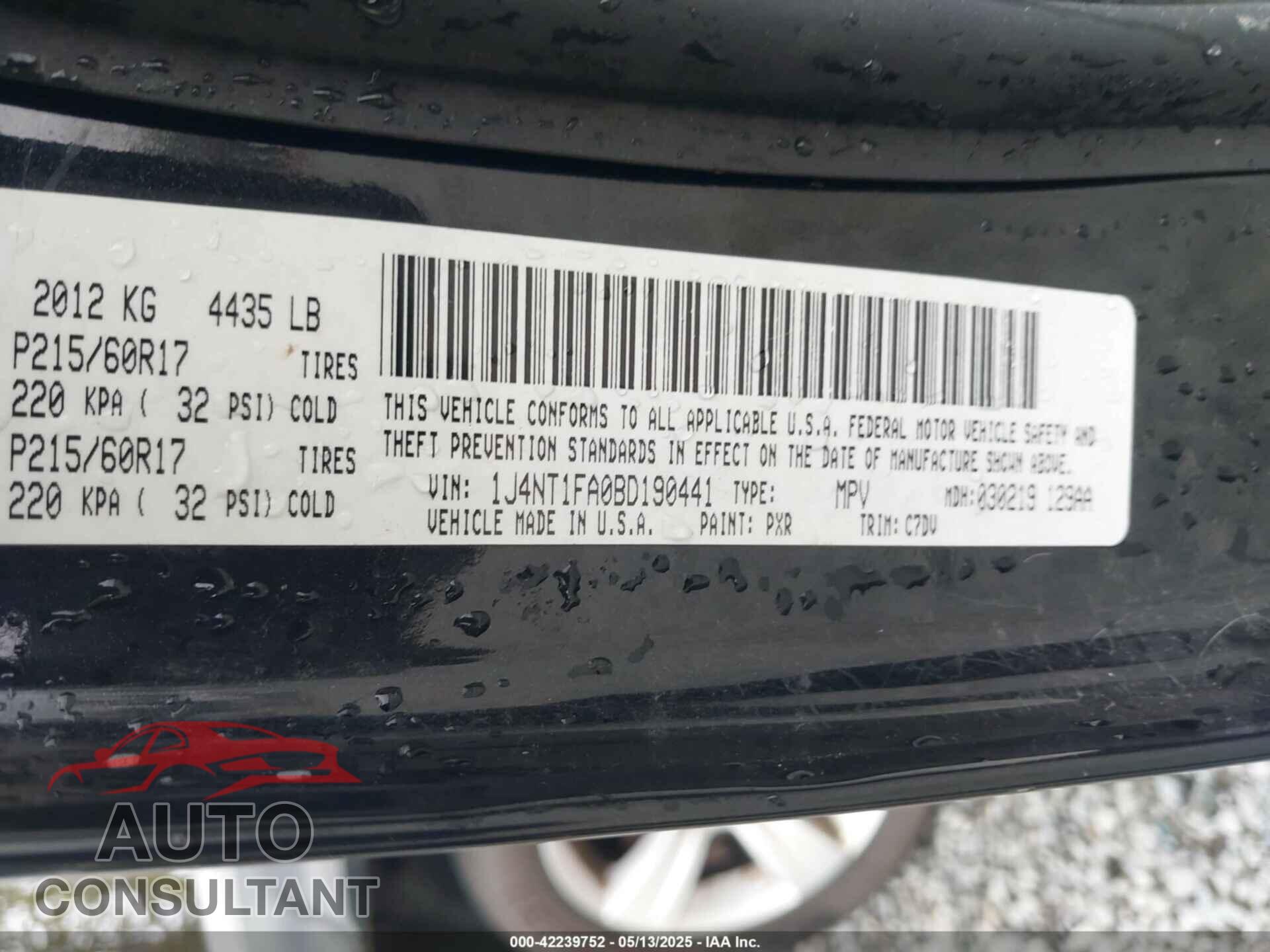 JEEP COMPASS 2011 - 1J4NT1FA0BD190441