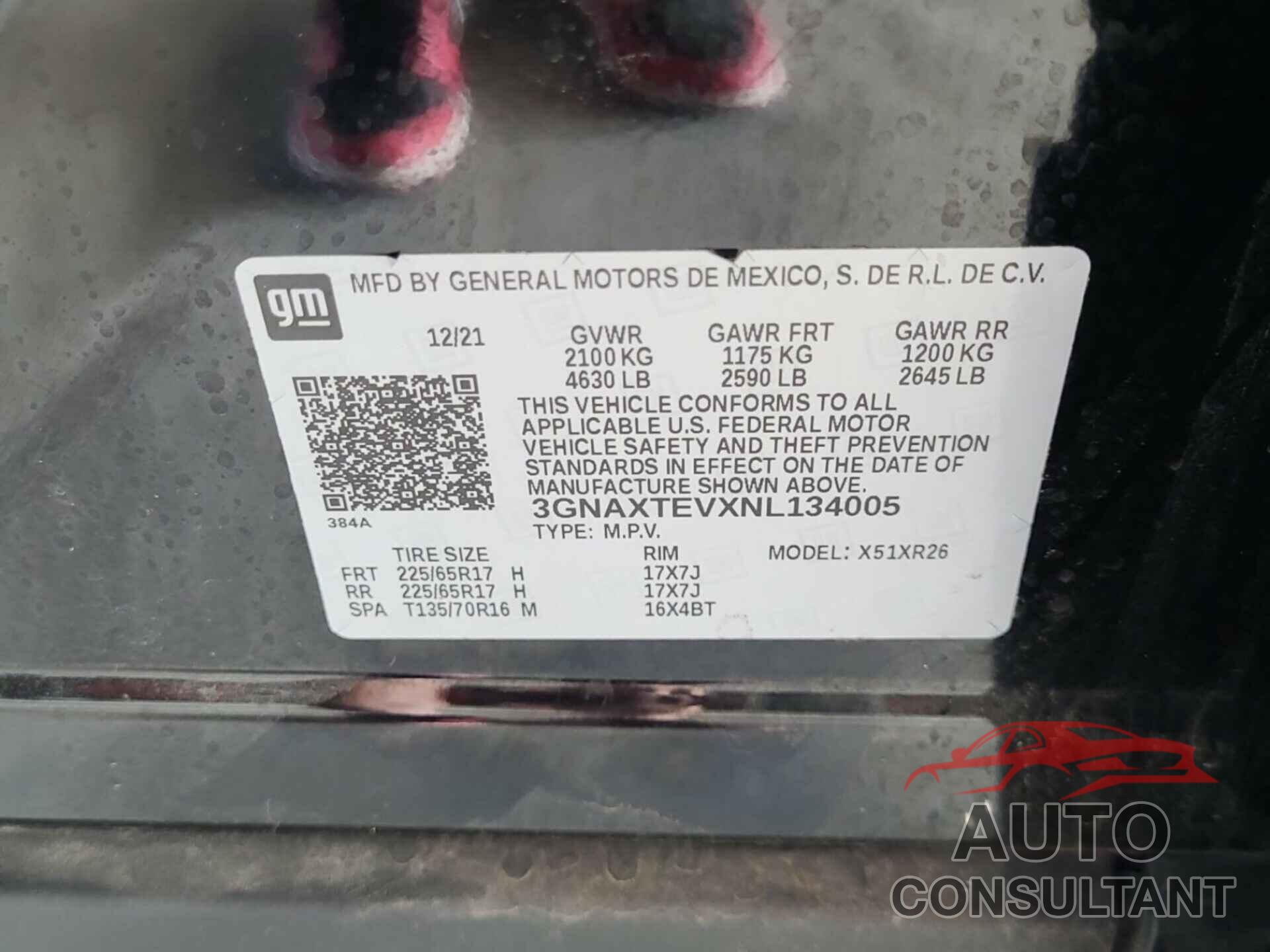 CHEVROLET EQUINOX 2022 - 3GNAXTEVXNL134005