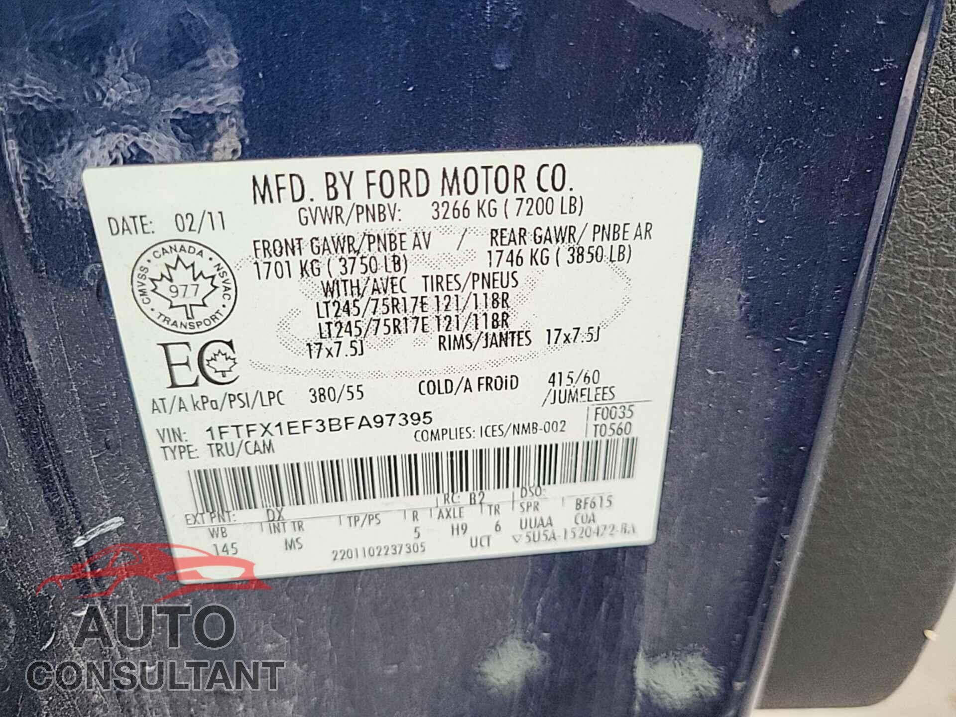 FORD F-150 2011 - 1FTFX1EF3BFA97395