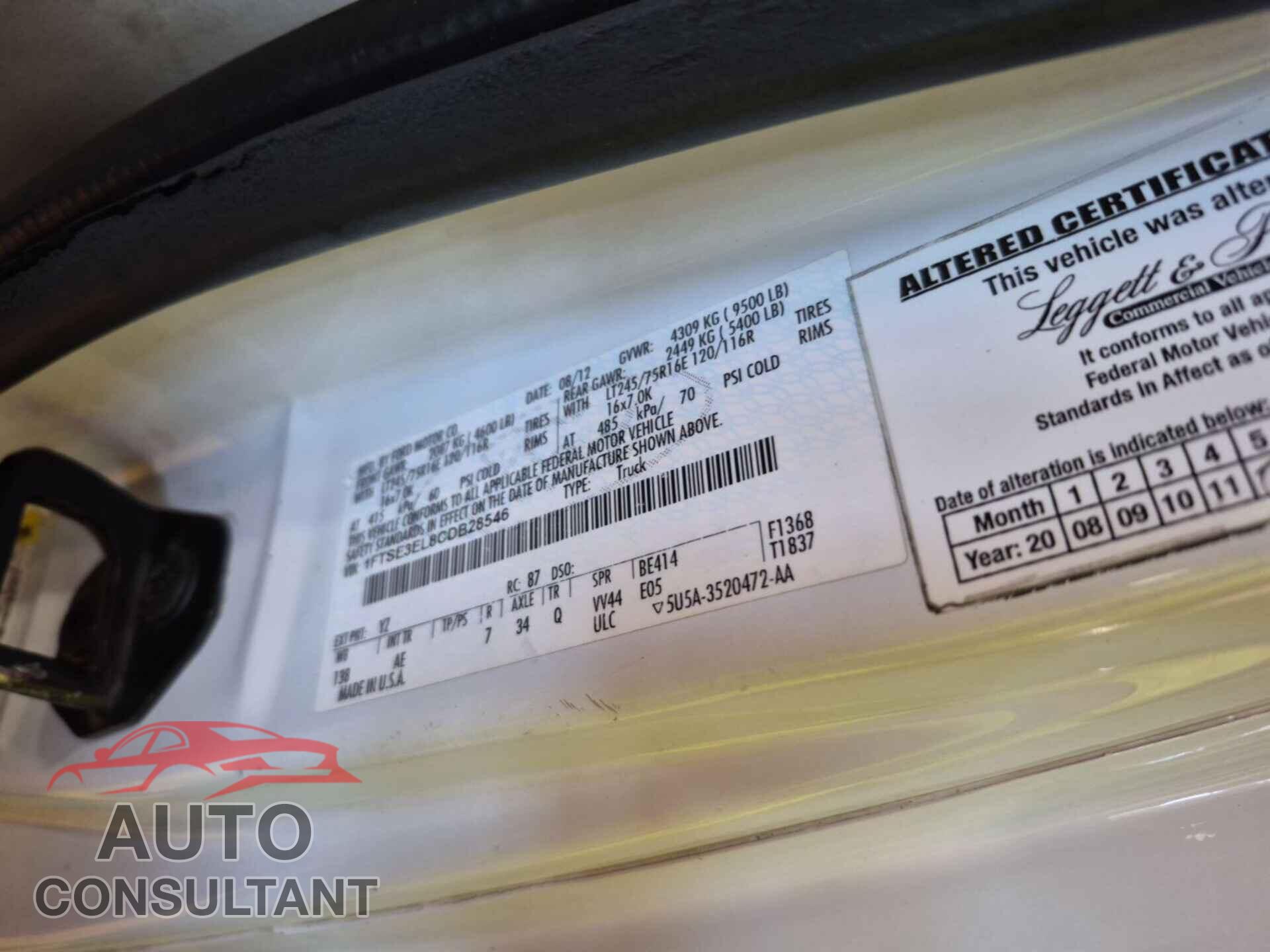 FORD ECONOLINE 2012 - 1FTSE3EL8CDB28546