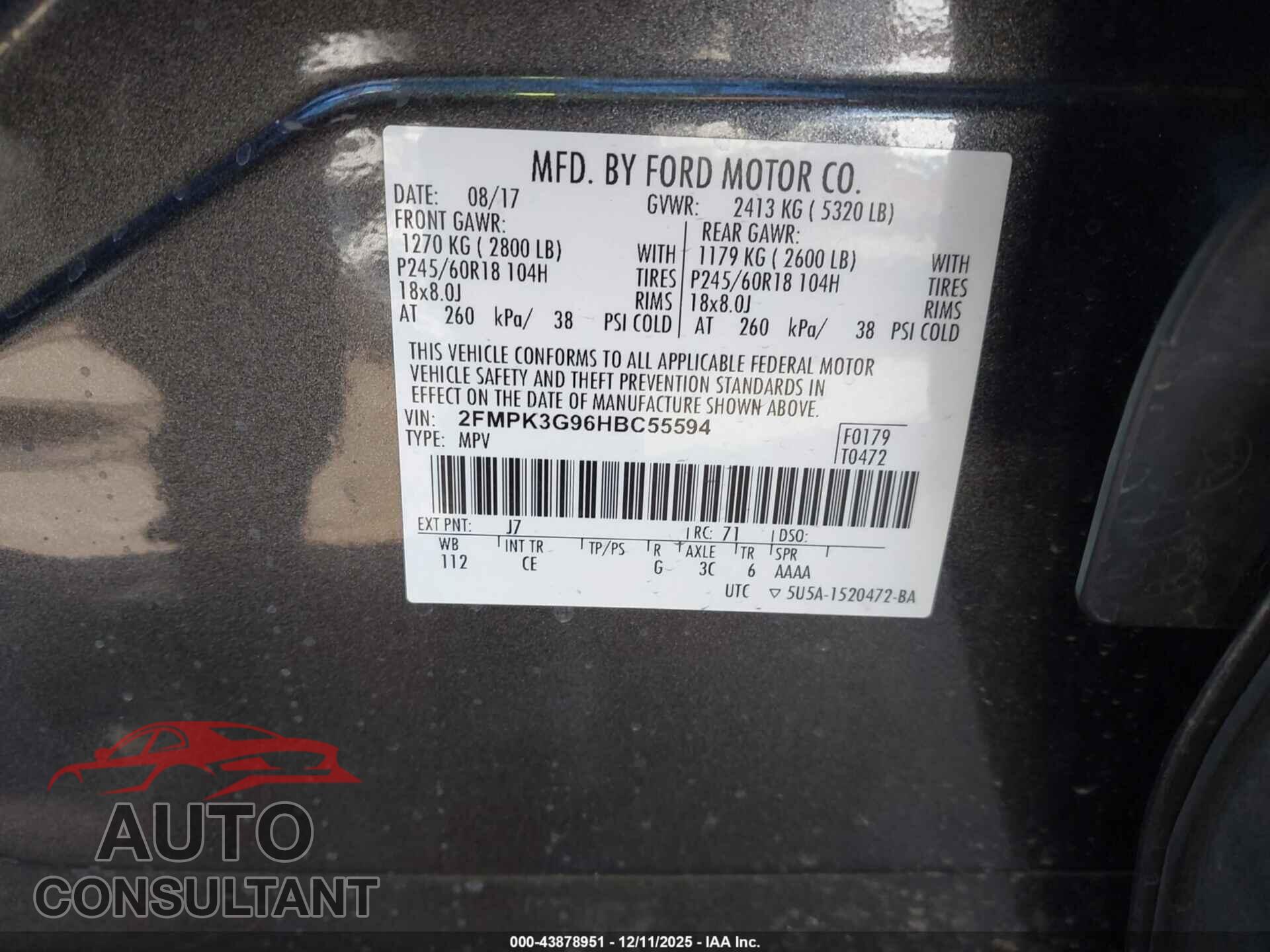FORD EDGE 2017 - 2FMPK3G96HBC55594