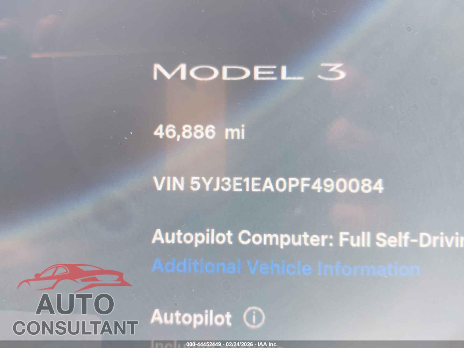 TESLA MODEL 3 2023 - 5YJ3E1EA0PF490084