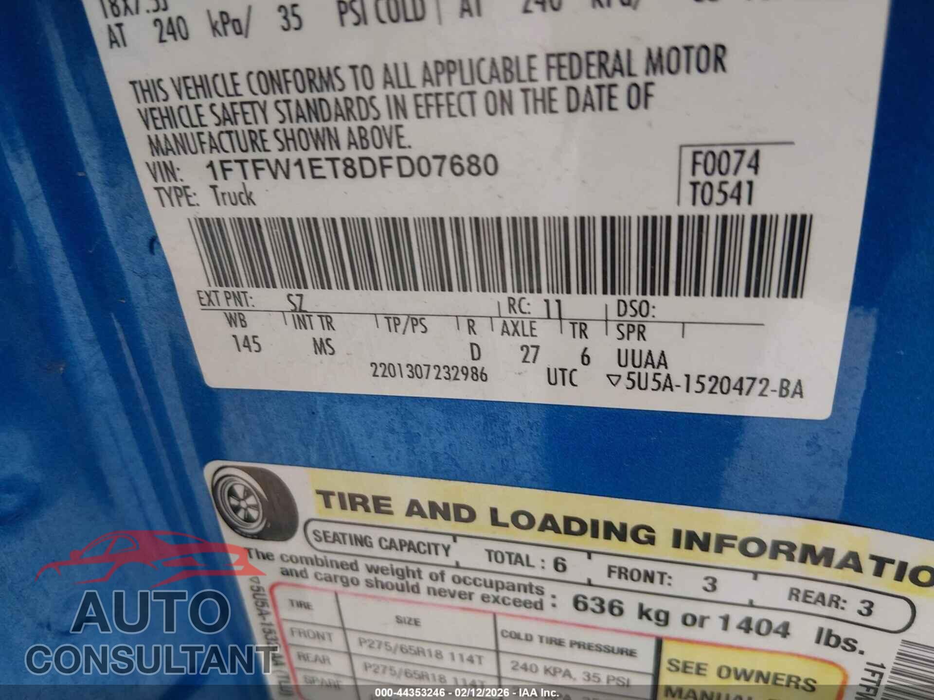 FORD F-150 2013 - 1FTFW1ET8DFD07680