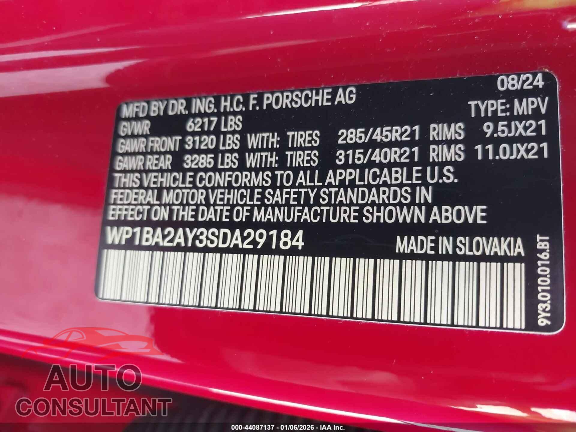 PORSCHE CAYENNE 2025 - WP1BA2AY3SDA29184