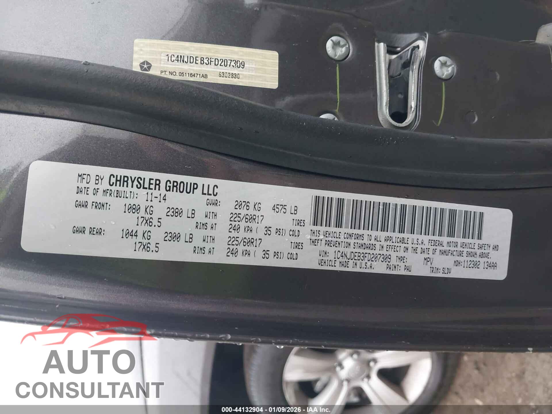 JEEP COMPASS 2015 - 1C4NJDEB3FD207309