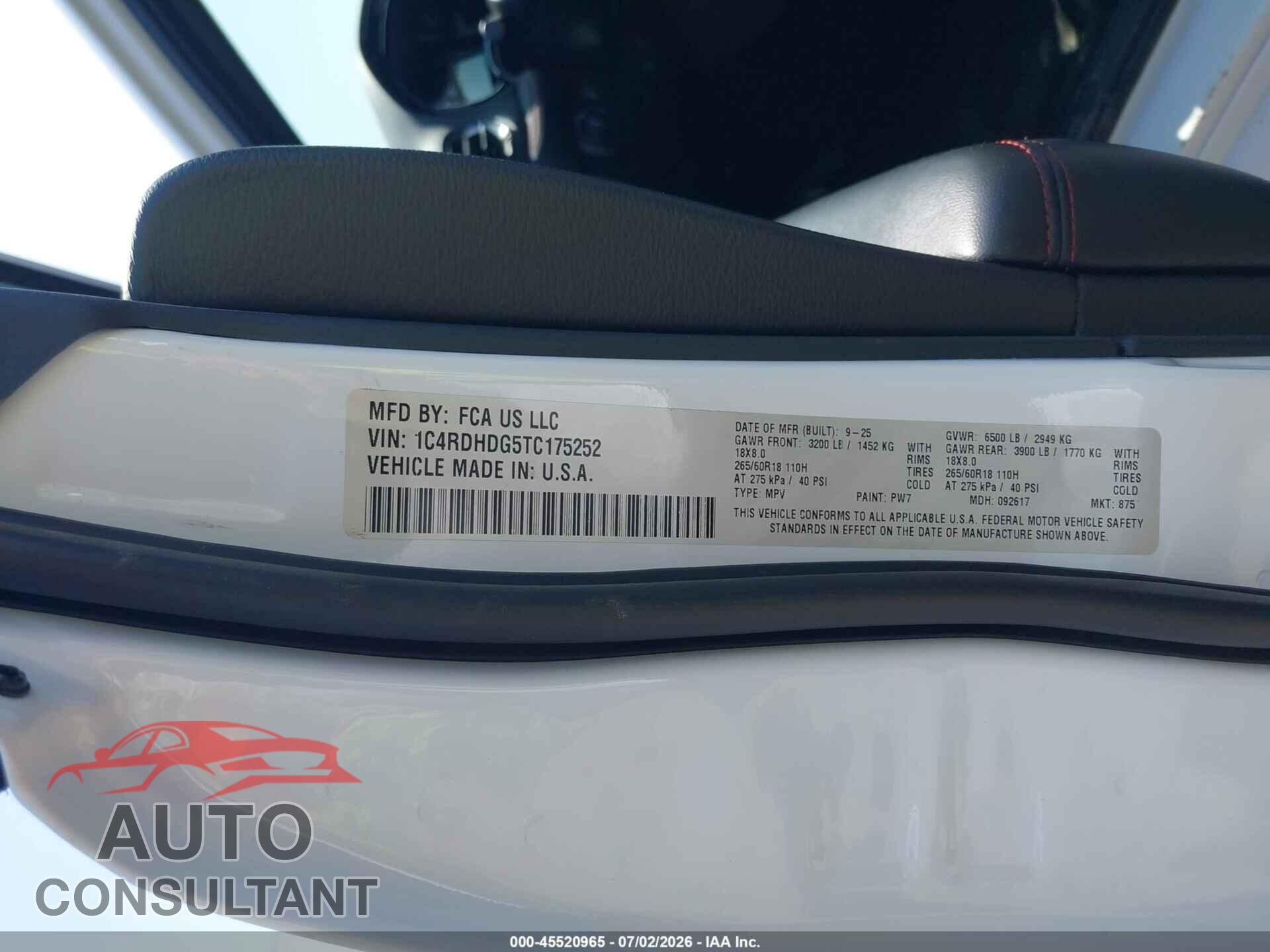 DODGE DURANGO 2026 - 1C4RDHDG5TC175252