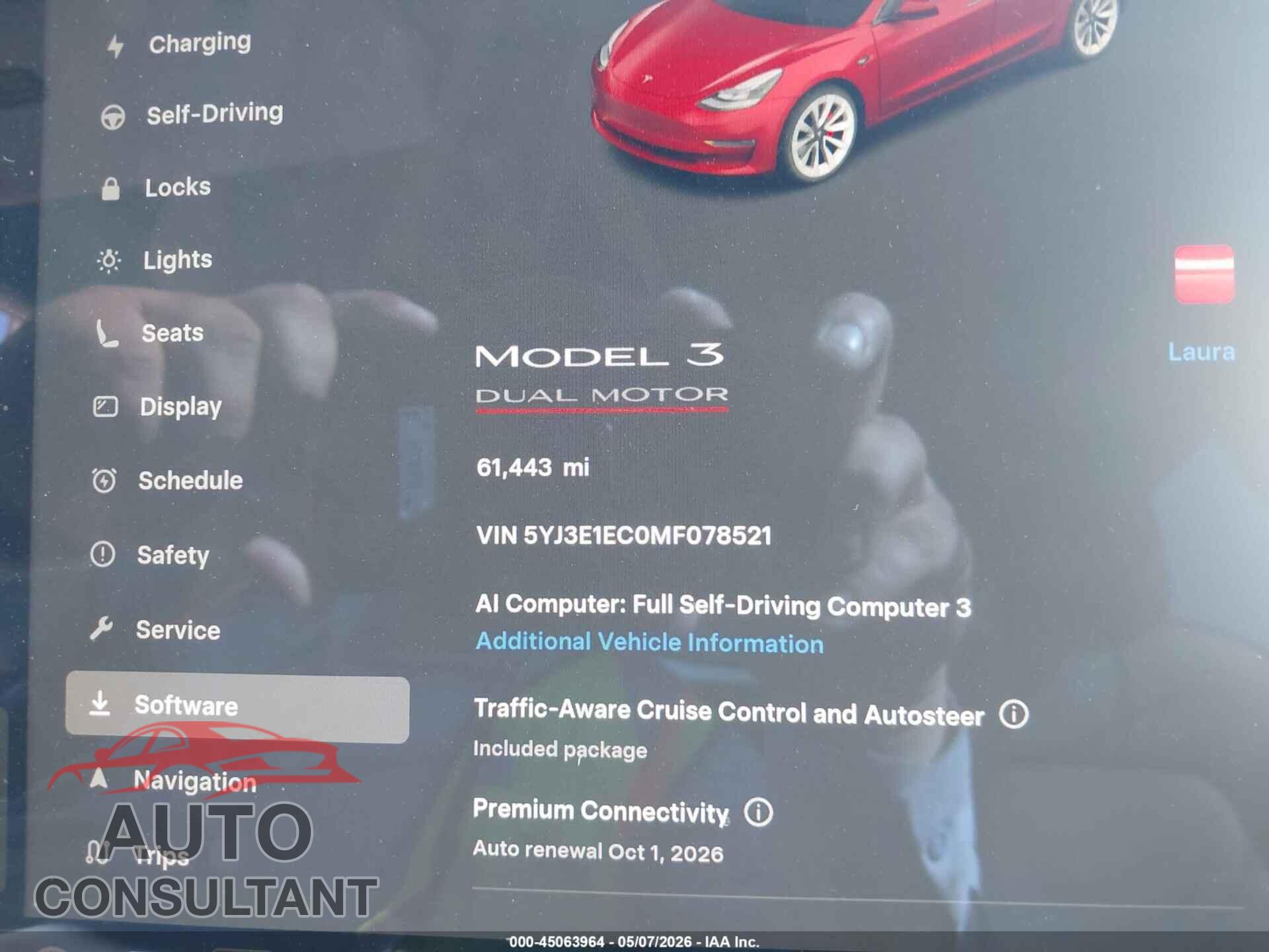 TESLA MODEL 3 2021 - 5YJ3E1EC0MF078521