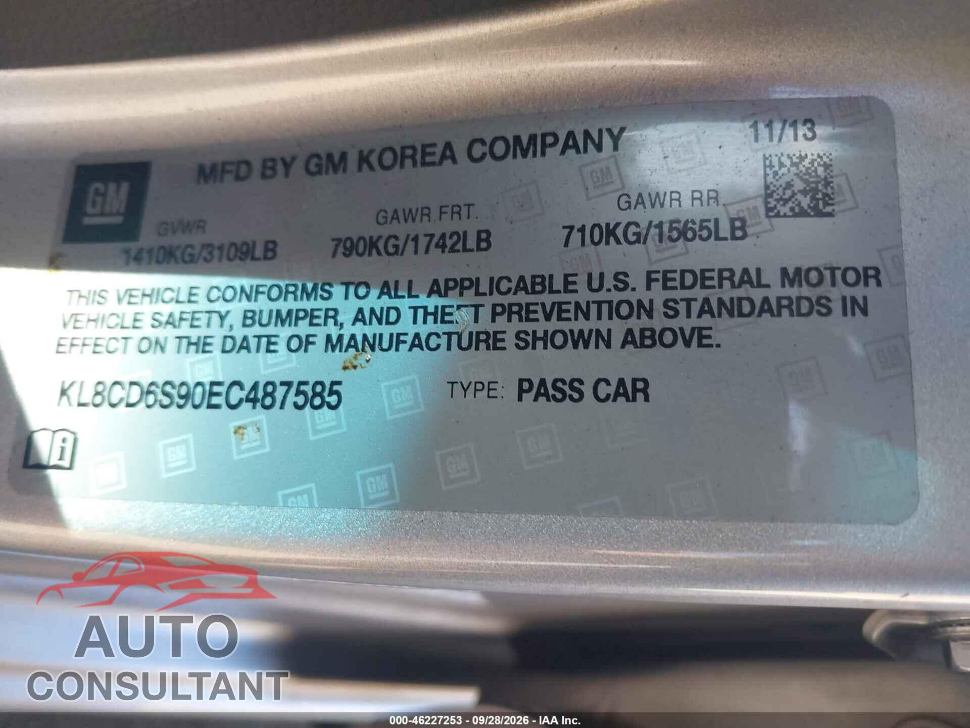 CHEVROLET SPARK 2014 - KL8CD6S90EC487585