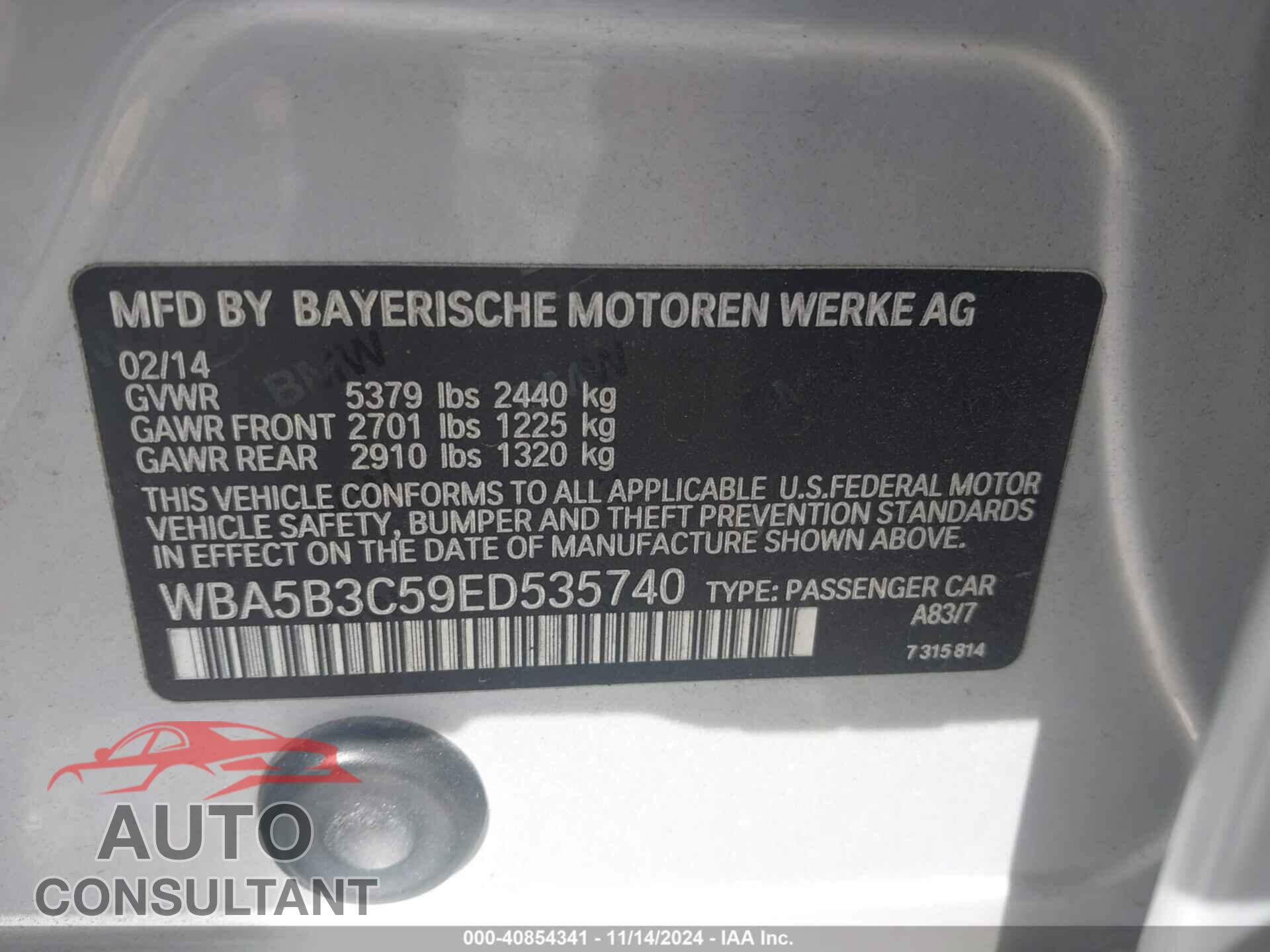 BMW 535I 2014 - WBA5B3C59ED535740