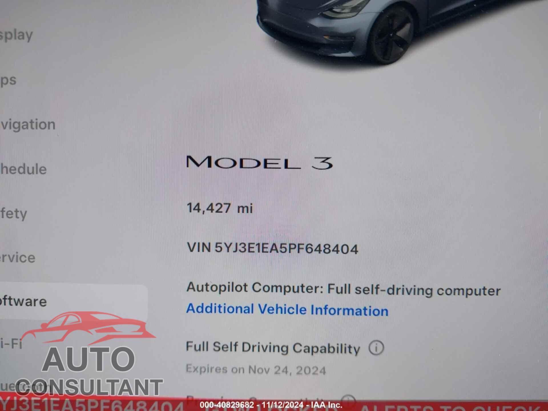 TESLA MODEL 3 2023 - 5YJ3E1EA5PF648404