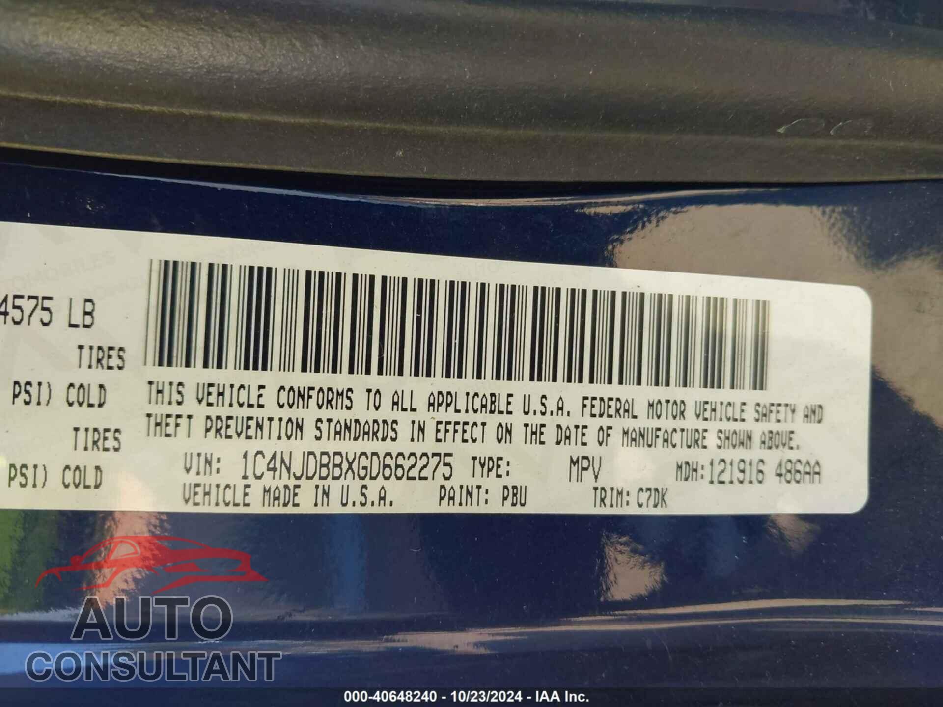 JEEP COMPASS 2016 - 1C4NJDBBXGD662275