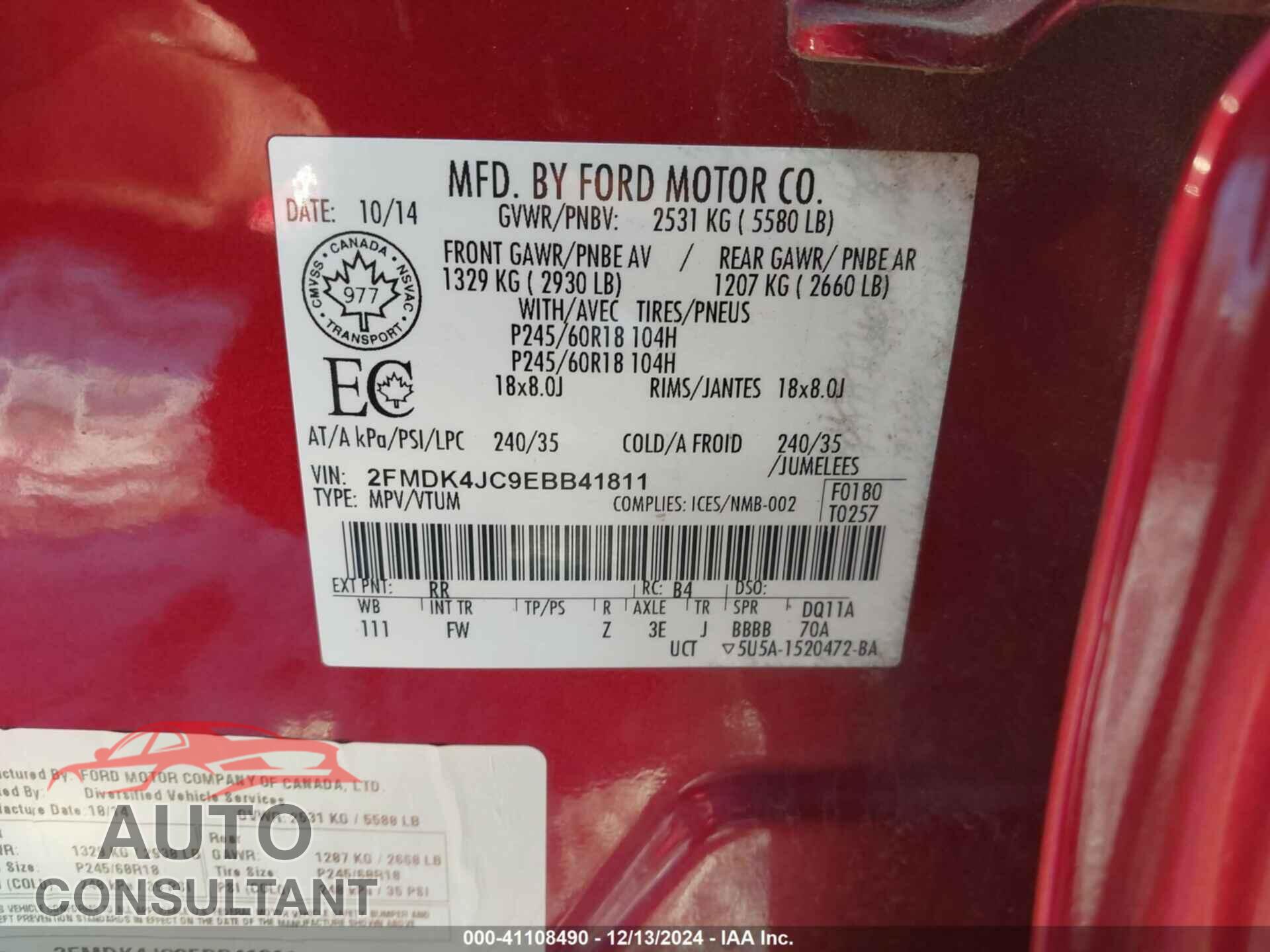 FORD EDGE 2014 - 2FMDK4JC9EBB41811