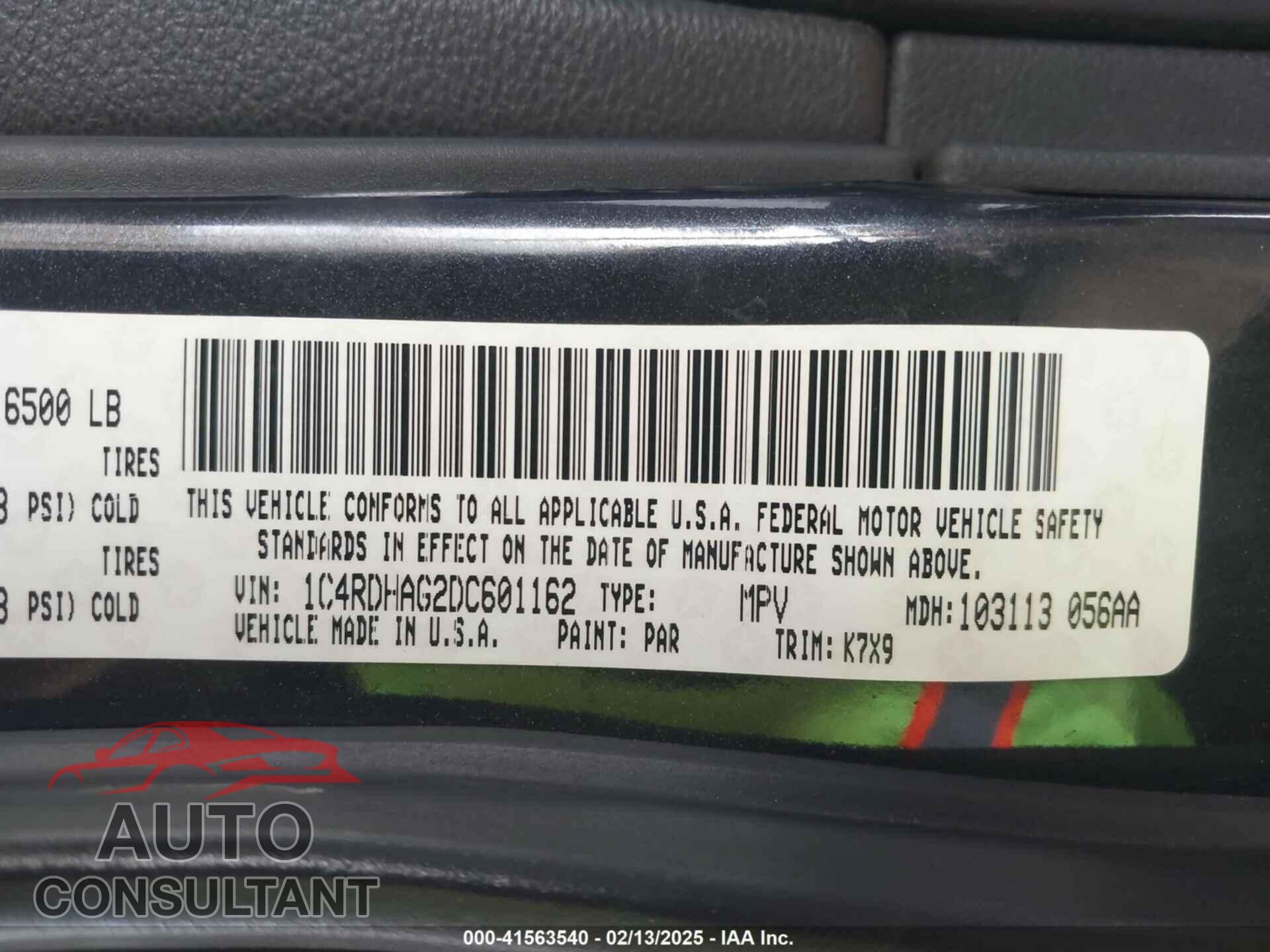 DODGE DURANGO 2013 - 1C4RDHAG2DC601162