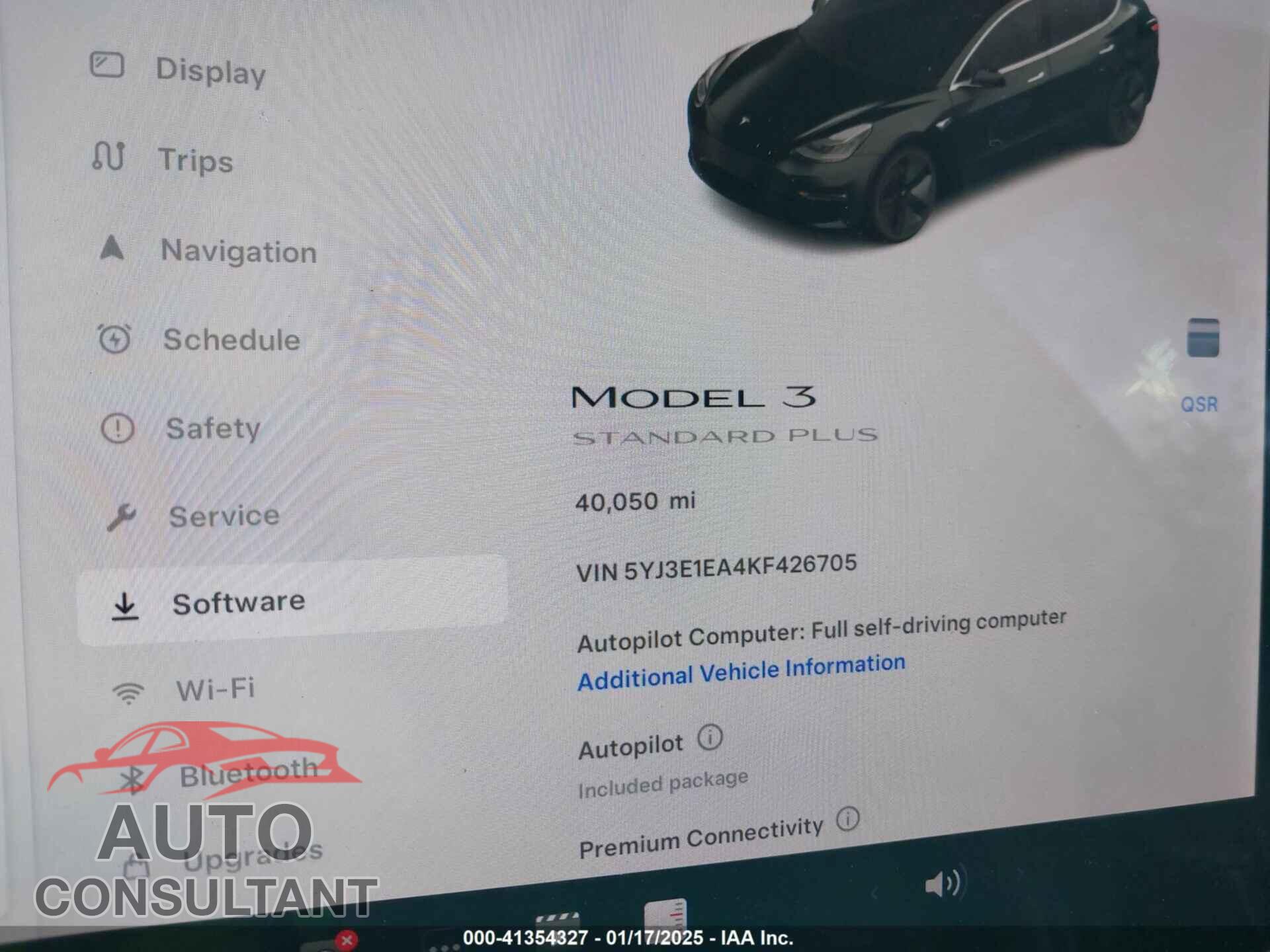 TESLA MODEL 3 2019 - 5YJ3E1EA4KF426705