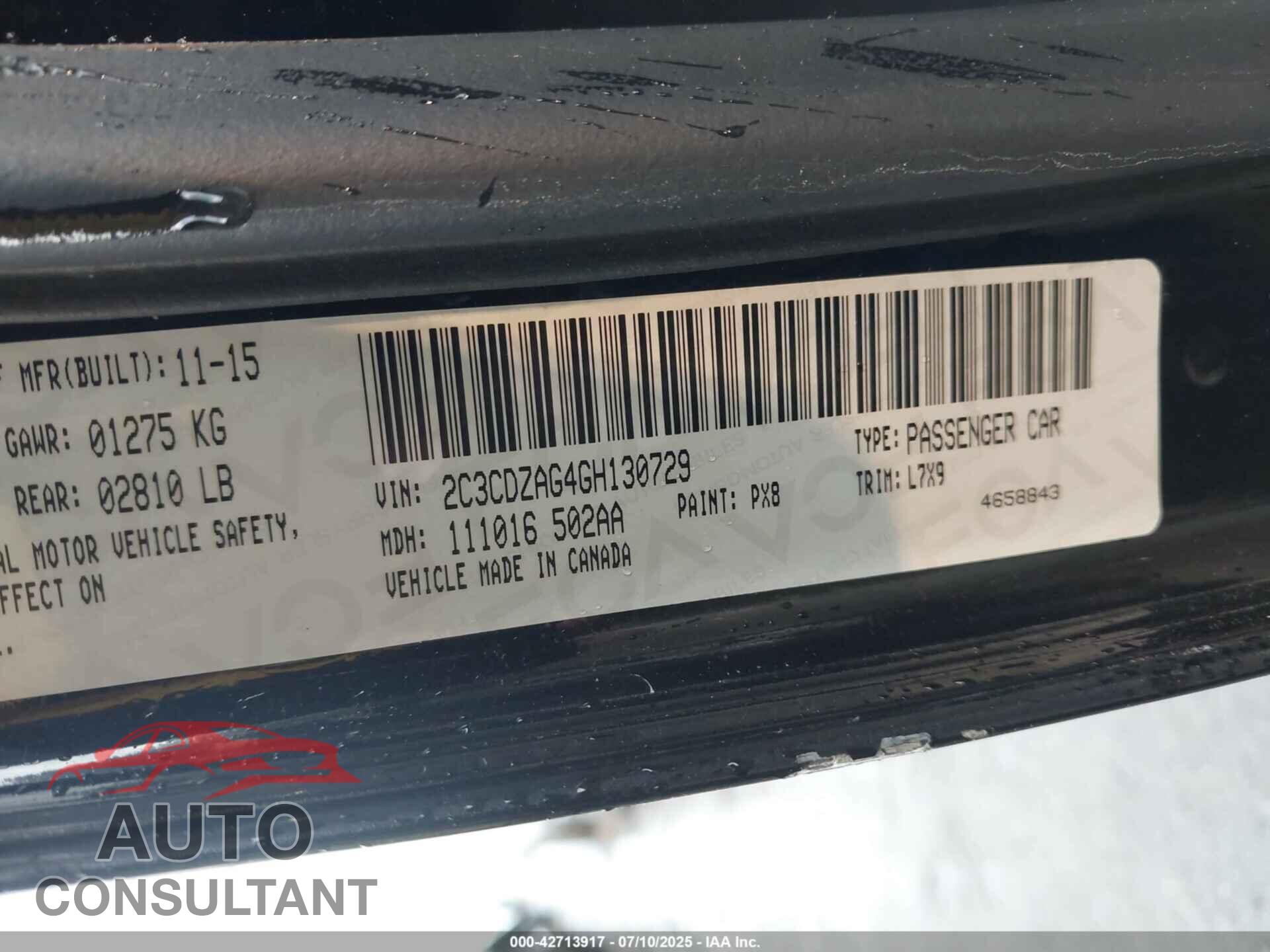 DODGE CHALLENGER 2016 - 2C3CDZAG4GH130729