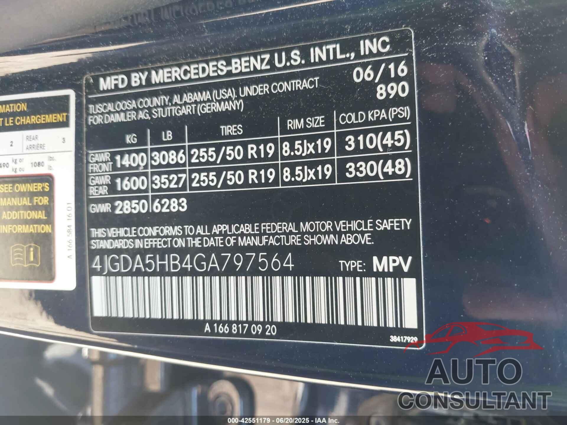 MERCEDES-BENZ GLE 350 2016 - 4JGDA5HB4GA797564