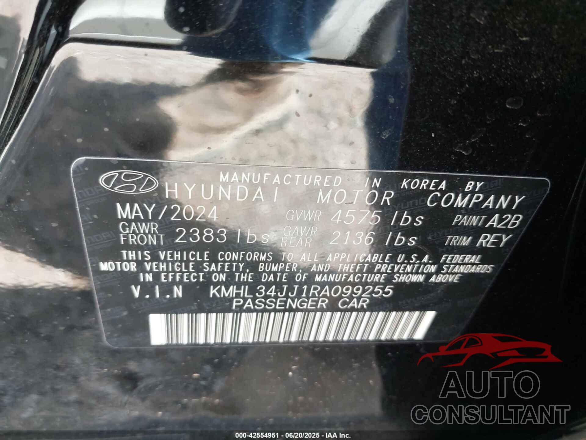 HYUNDAI SONATA HYBRID 2024 - KMHL34JJ1RA099255