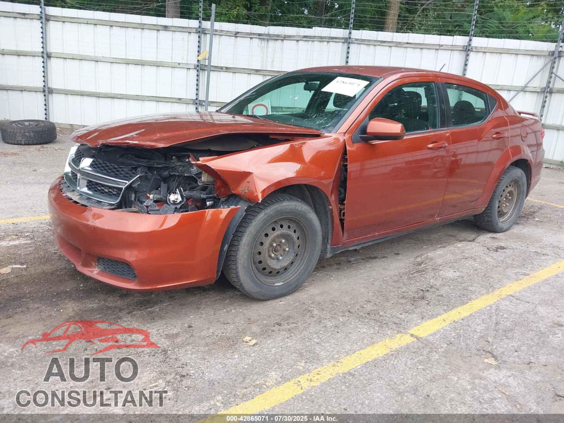 DODGE AVENGER 2012 - 1C3CDZCB6CN212075