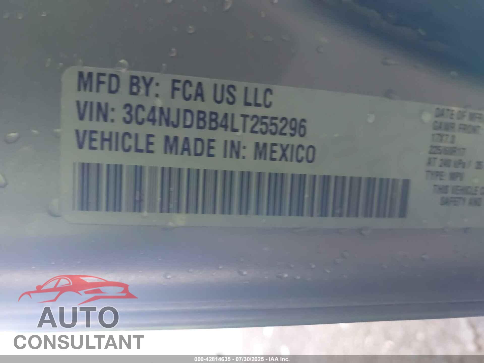 JEEP COMPASS 2020 - 3C4NJDBB4LT255296