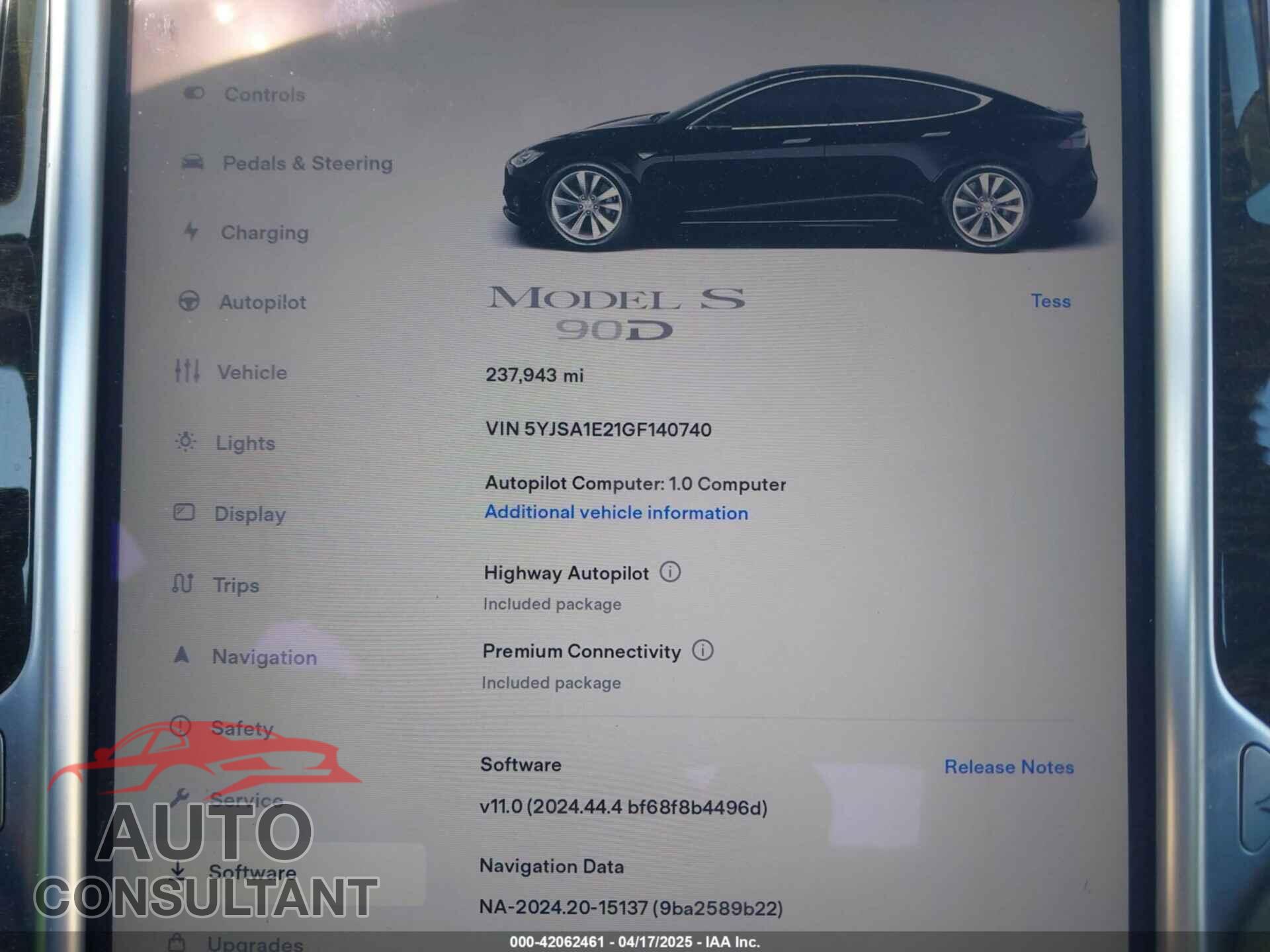 TESLA MODEL S 2016 - 5YJSA1E21GF140740