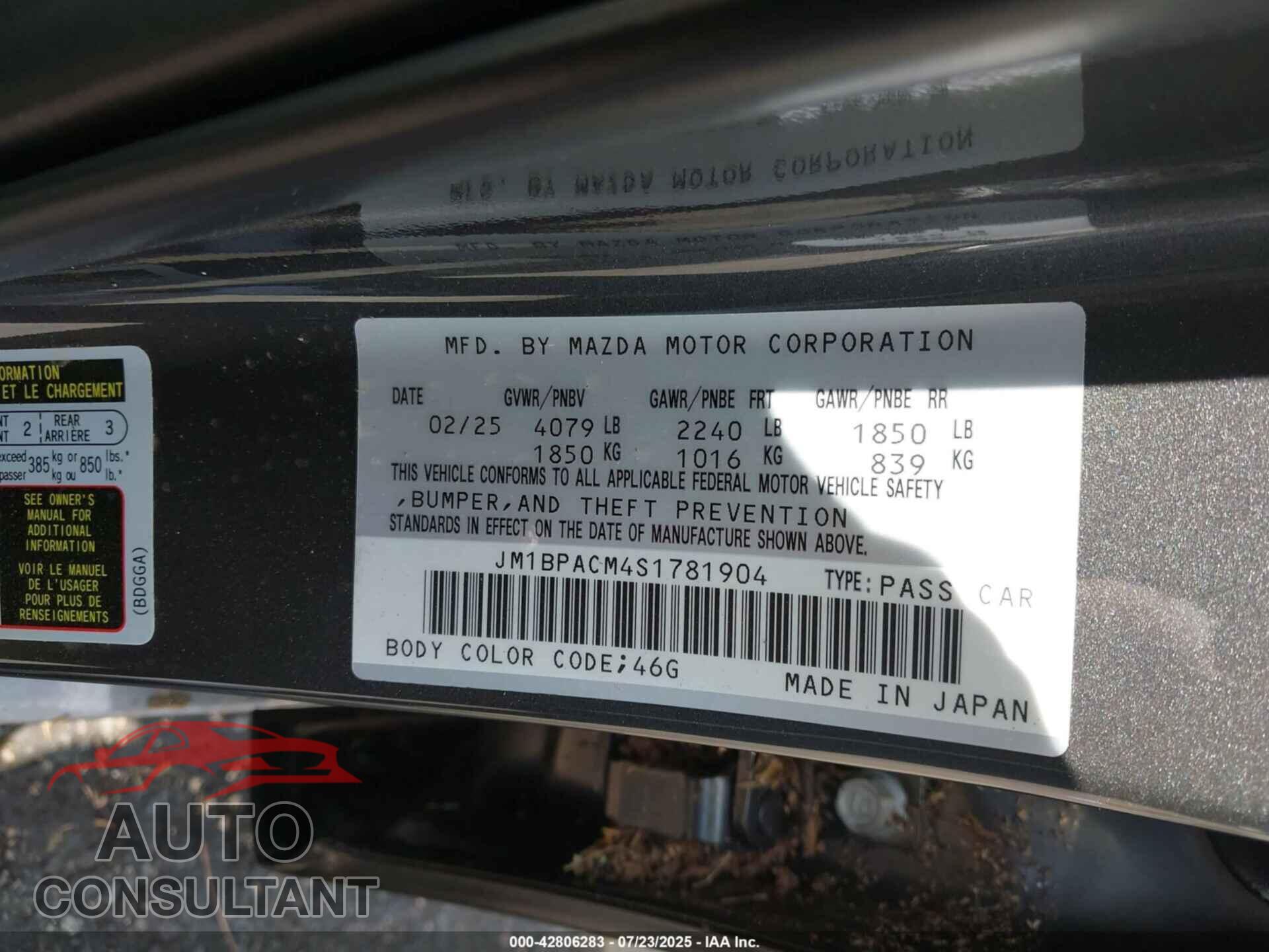 MAZDA MAZDA3 2025 - JM1BPACM4S1781904