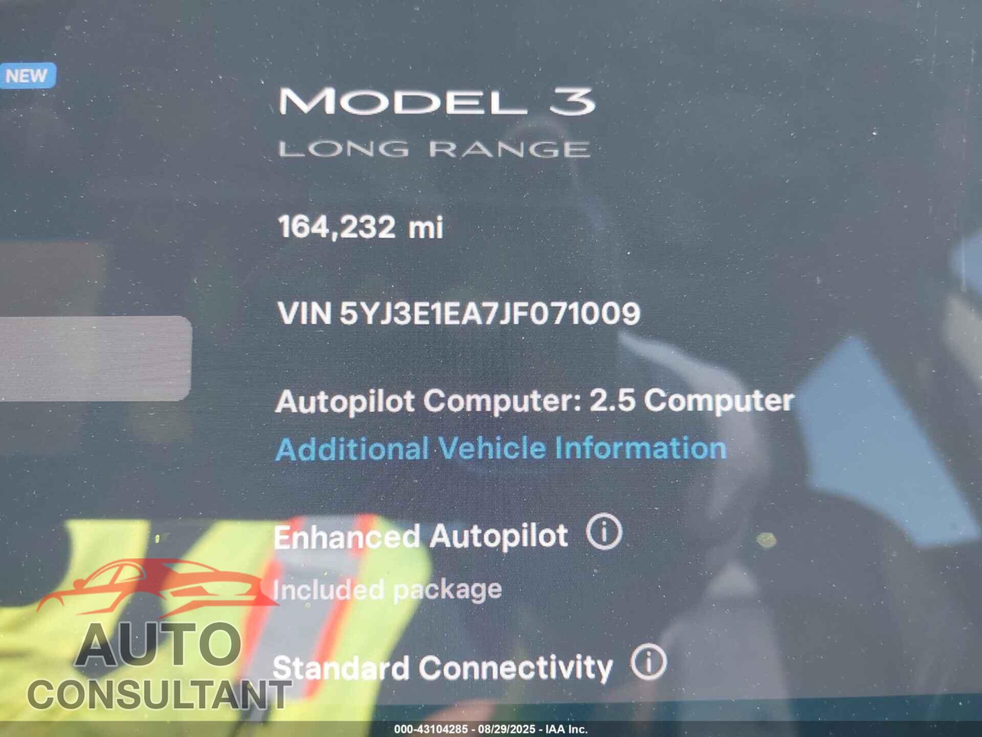 TESLA MODEL 3 2018 - 5YJ3E1EA7JF071009