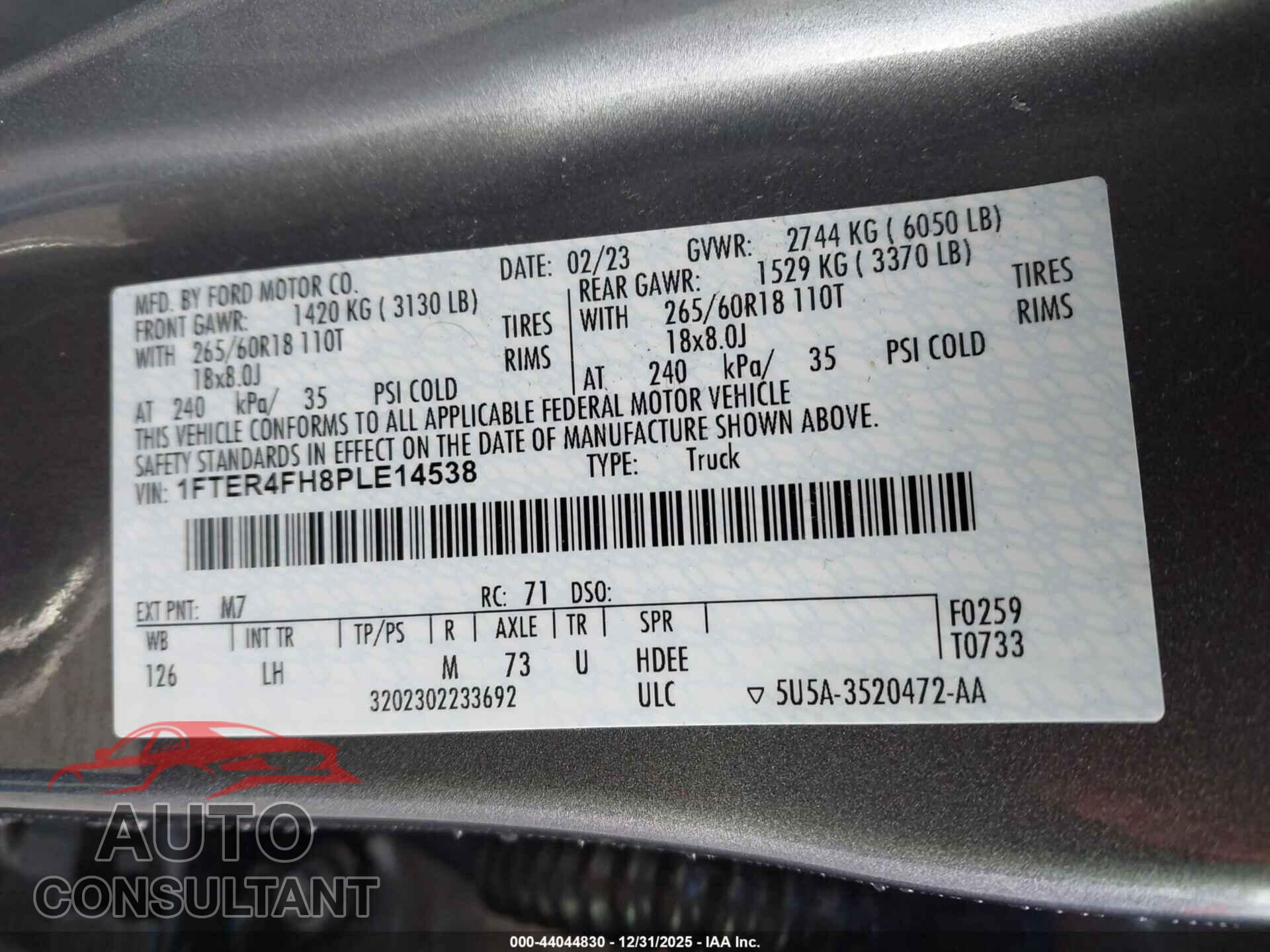 FORD RANGER 2023 - 1FTER4FH8PLE14538