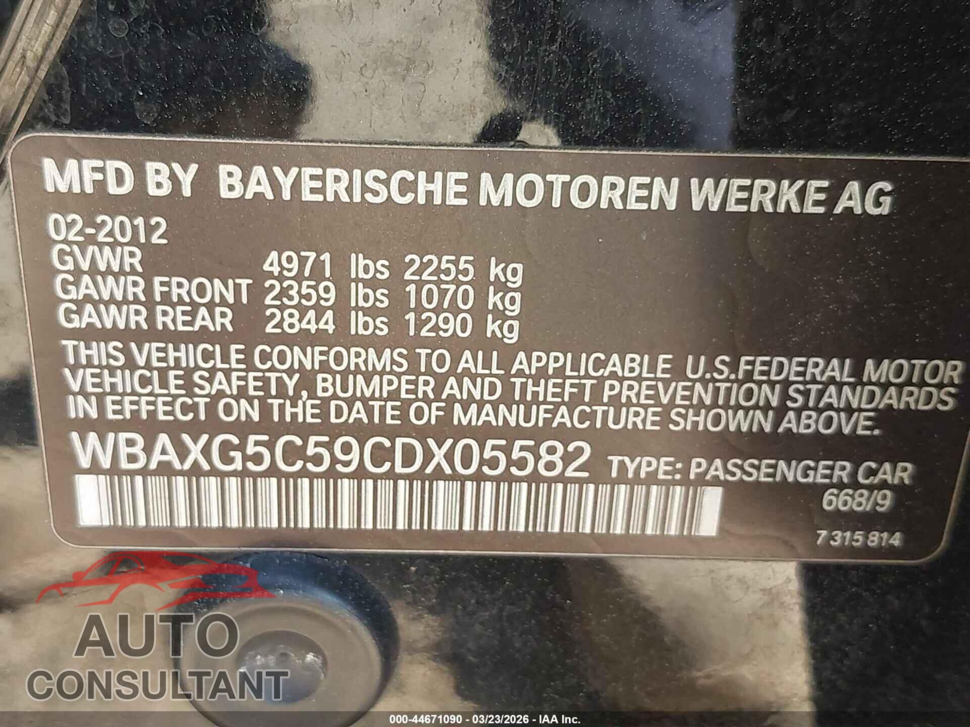 BMW 528I 2012 - WBAXG5C59CDX05582
