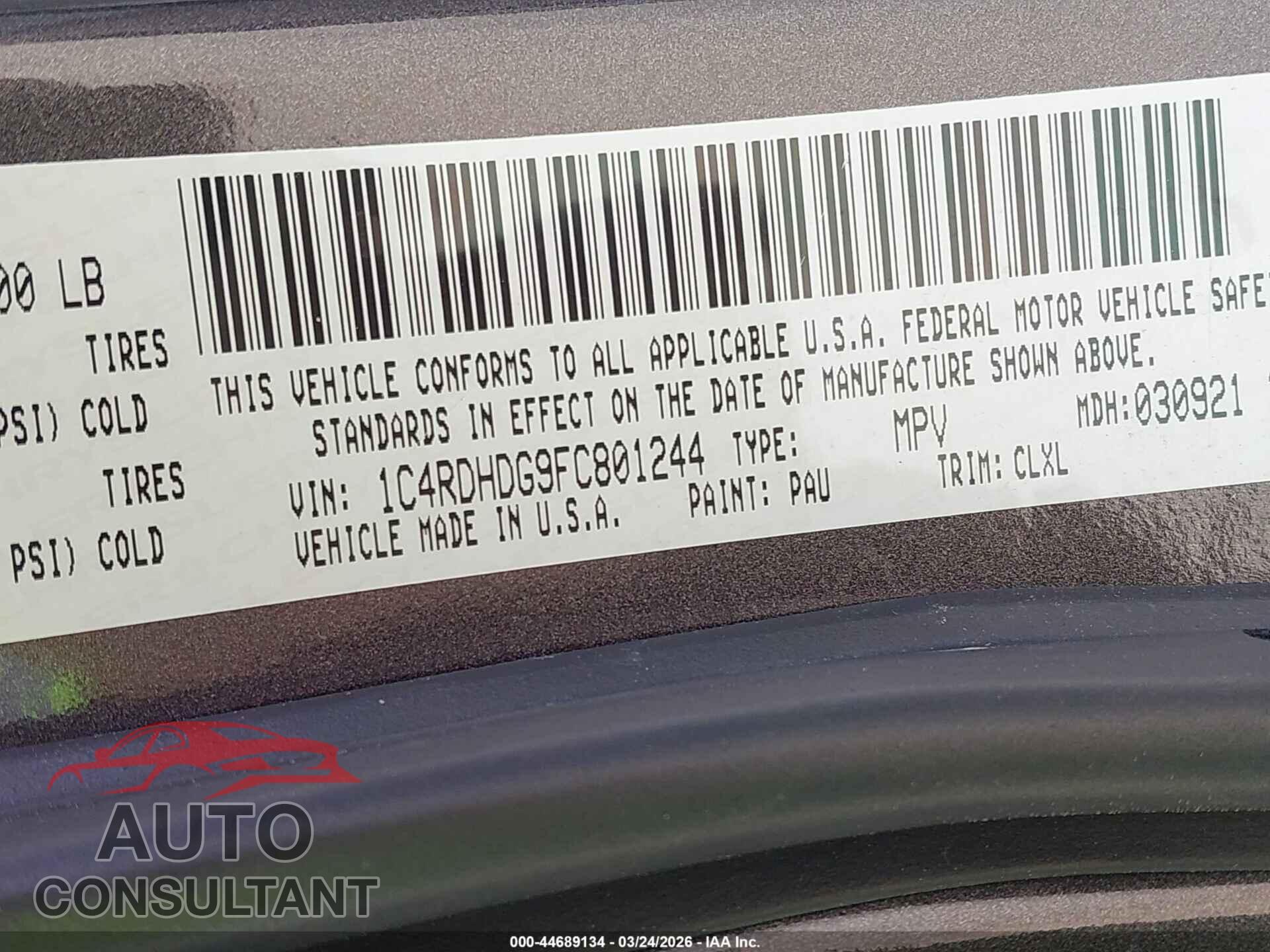 DODGE DURANGO 2015 - 1C4RDHDG9FC801244