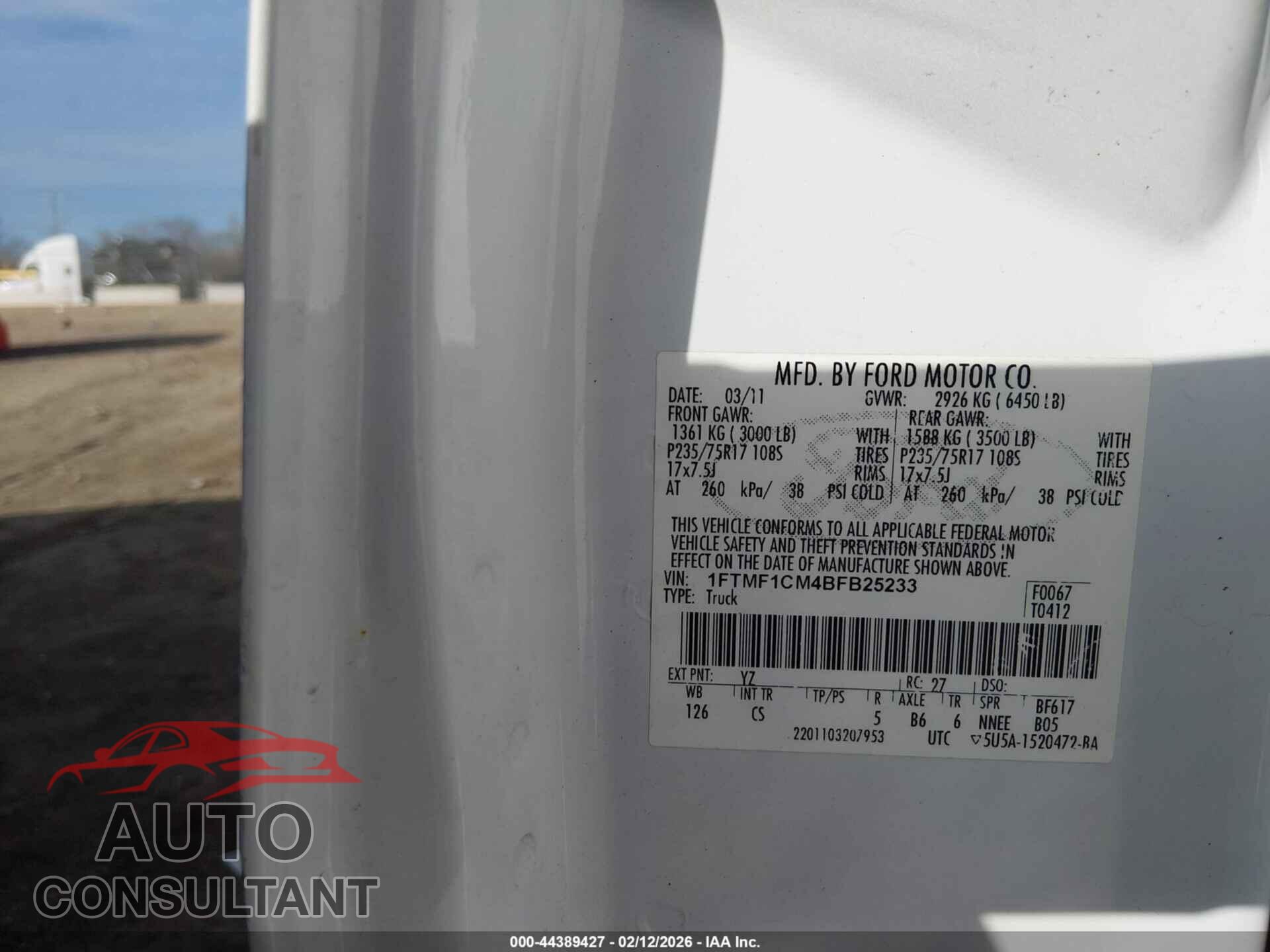 FORD F-150 2011 - 1FTMF1CM4BFB25233