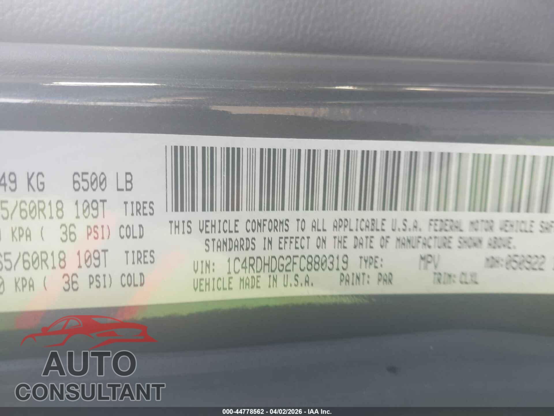 DODGE DURANGO 2015 - 1C4RDHDG2FC880319