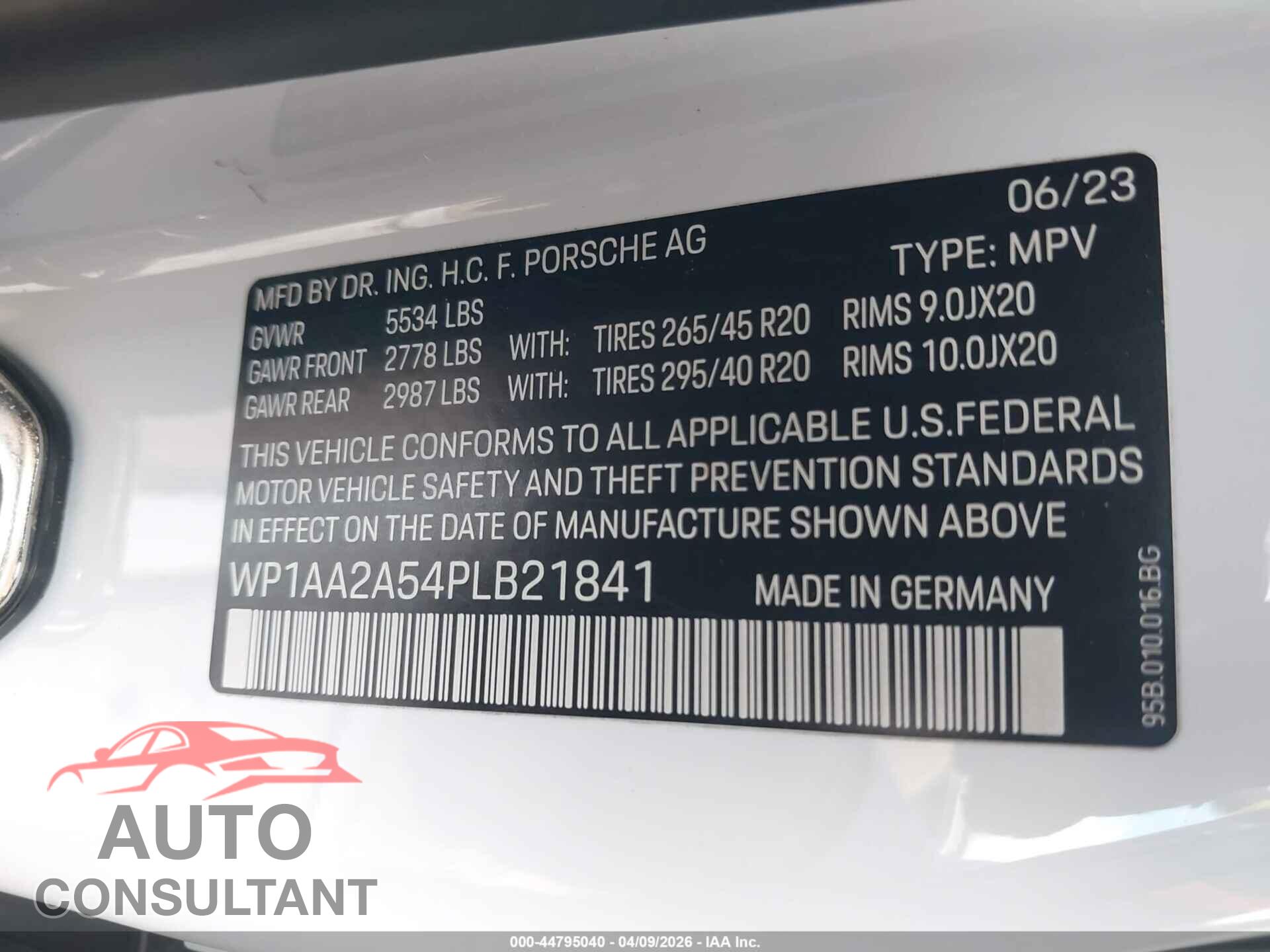PORSCHE MACAN 2023 - WP1AA2A54PLB21841