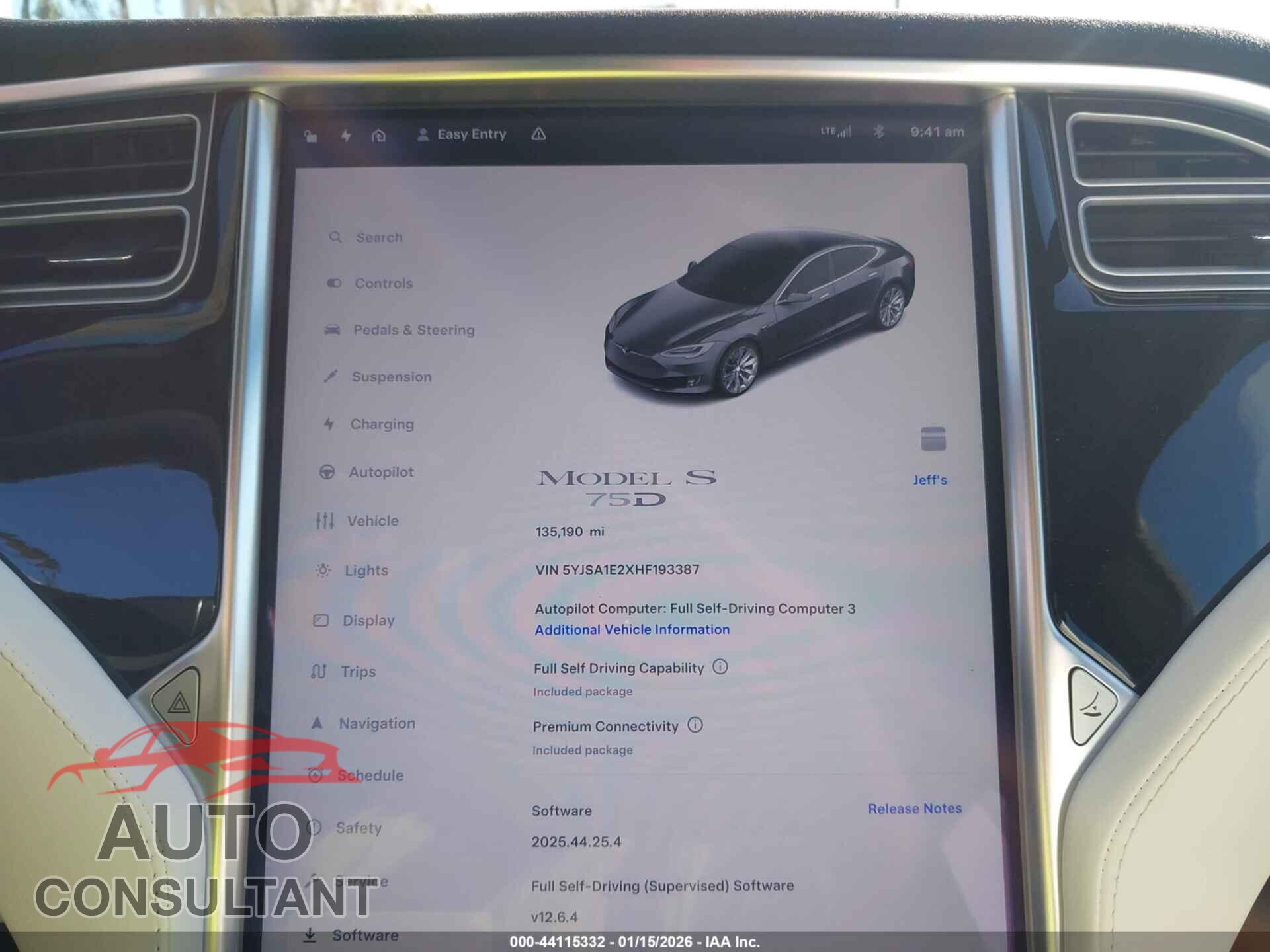TESLA MODEL S 2017 - 5YJSA1E2XHF193387