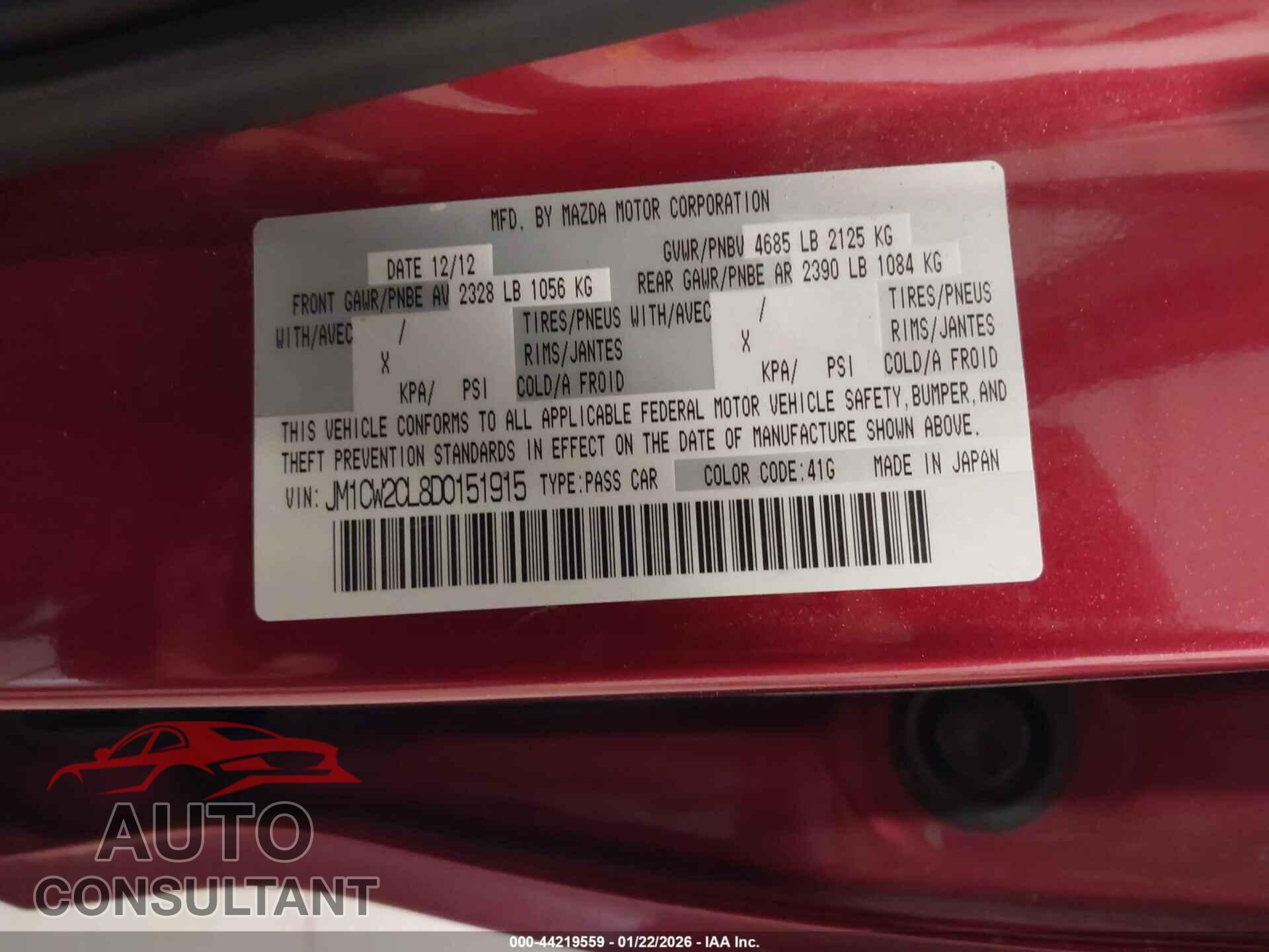 MAZDA MAZDA5 2013 - JM1CW2CL8D0151915