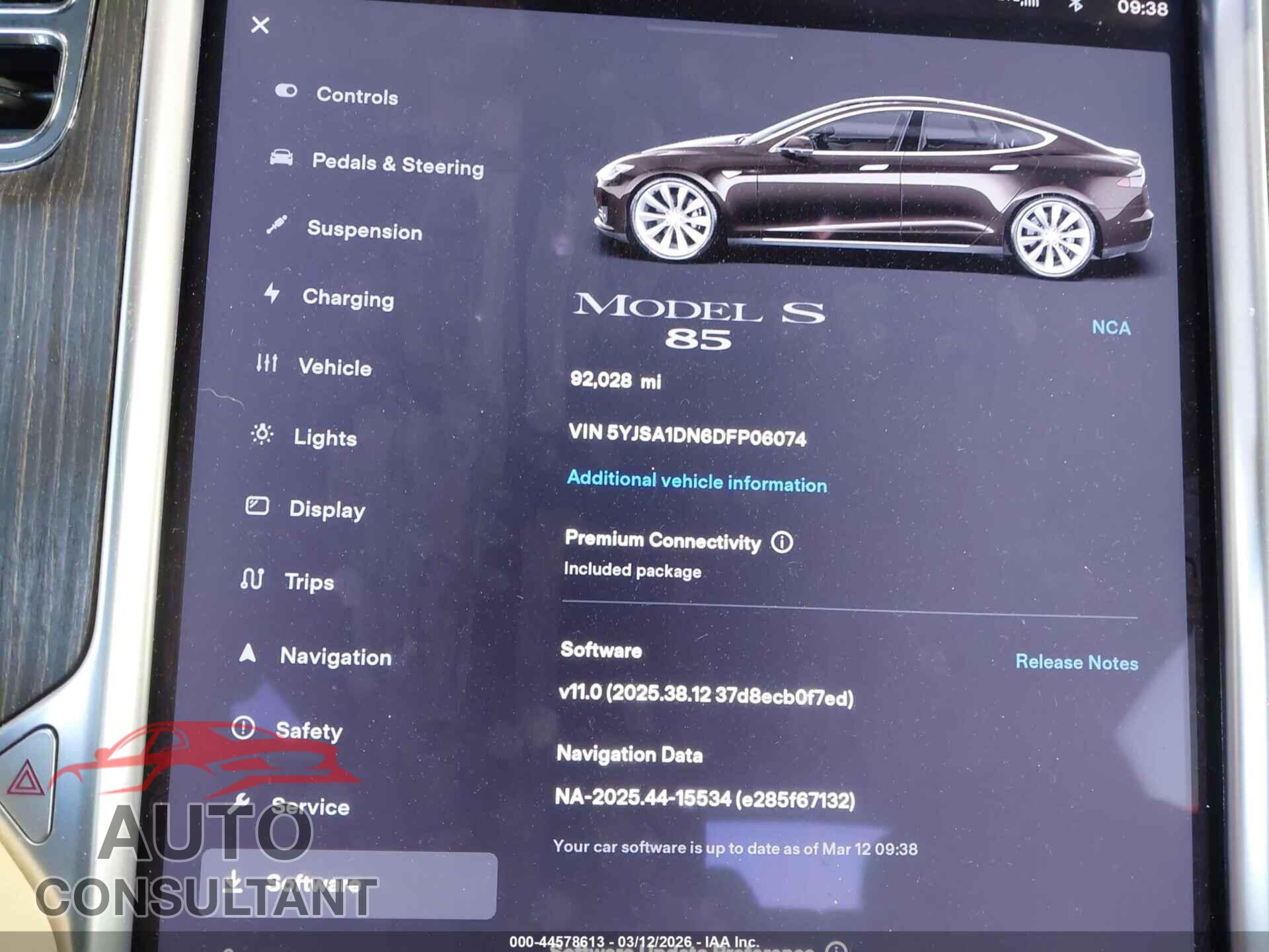 TESLA MODEL S 2013 - 5YJSA1DN6DFP06074