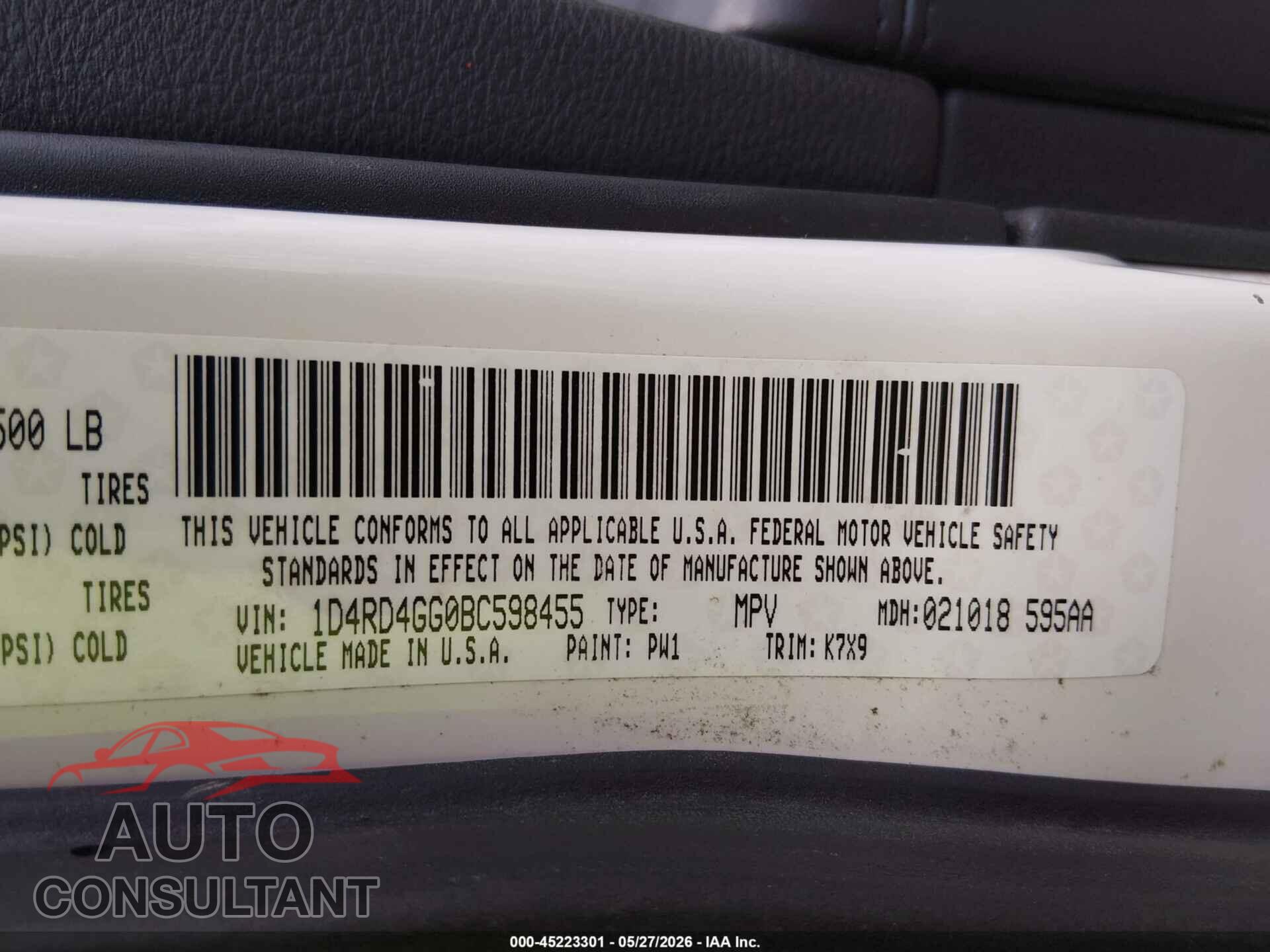 DODGE DURANGO 2011 - 1D4RD4GG0BC598455