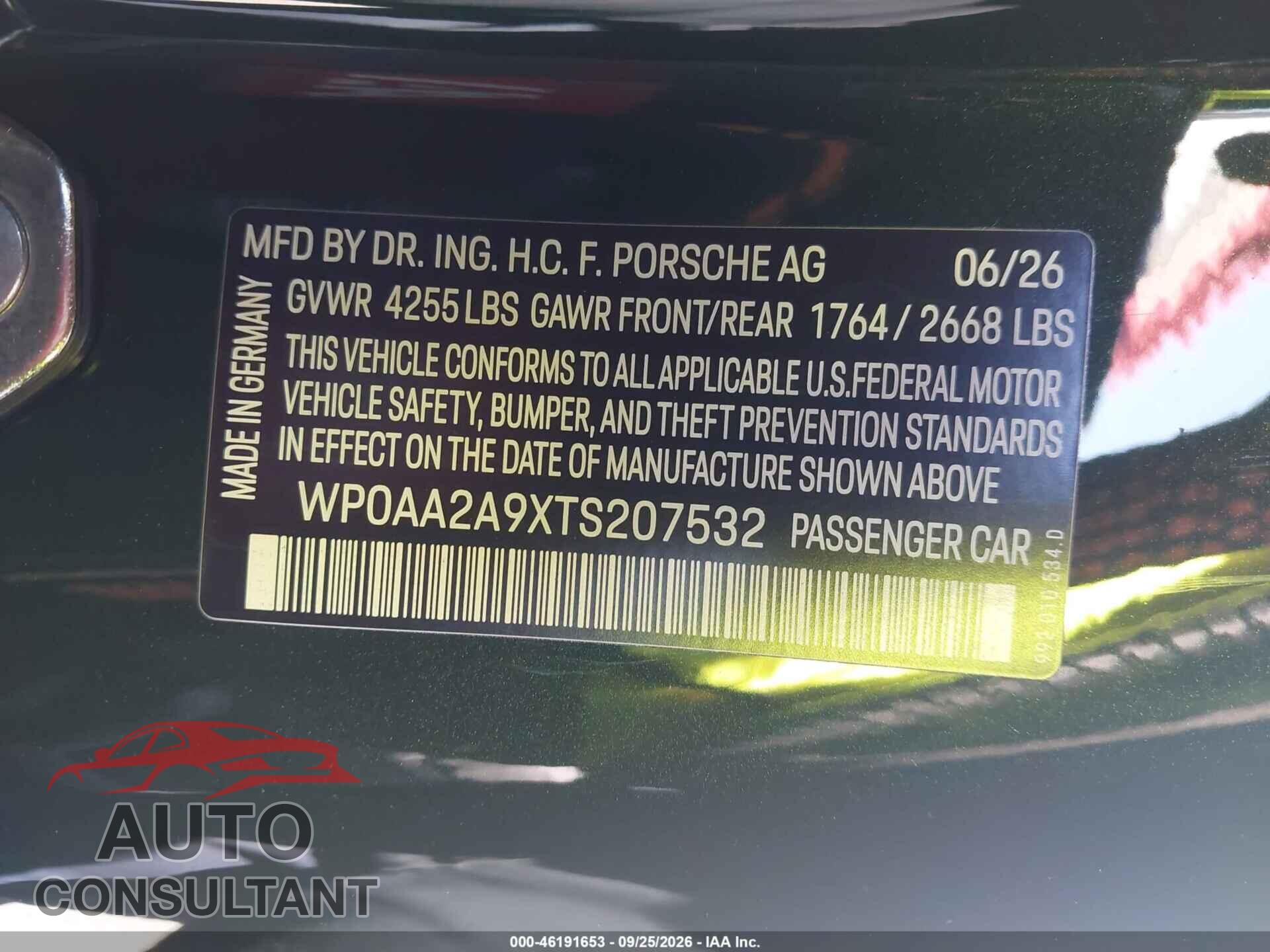 PORSCHE 911 2026 - WP0AA2A9XTS207532