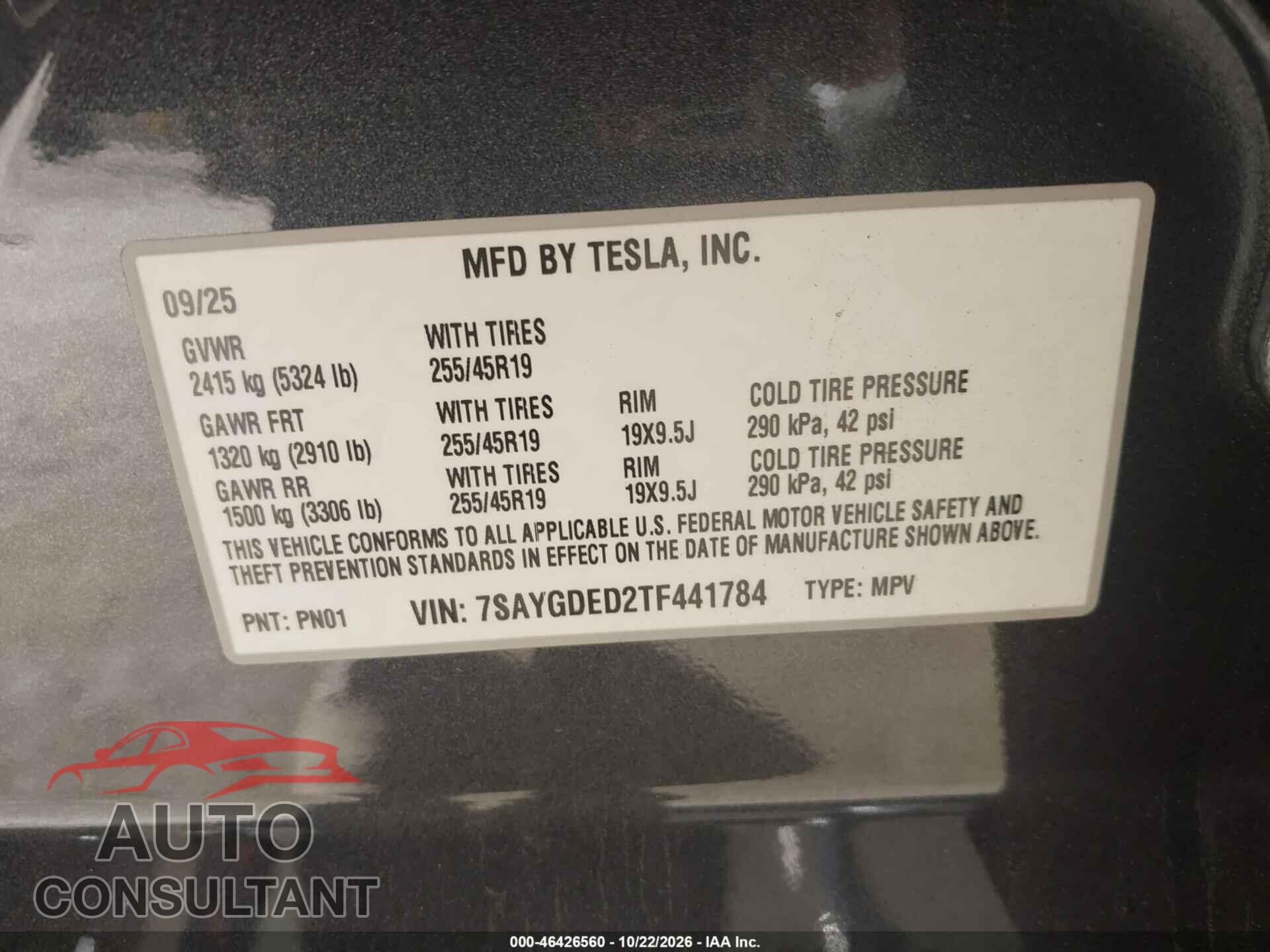 TESLA MODEL Y 2026 - 7SAYGDED2TF441784