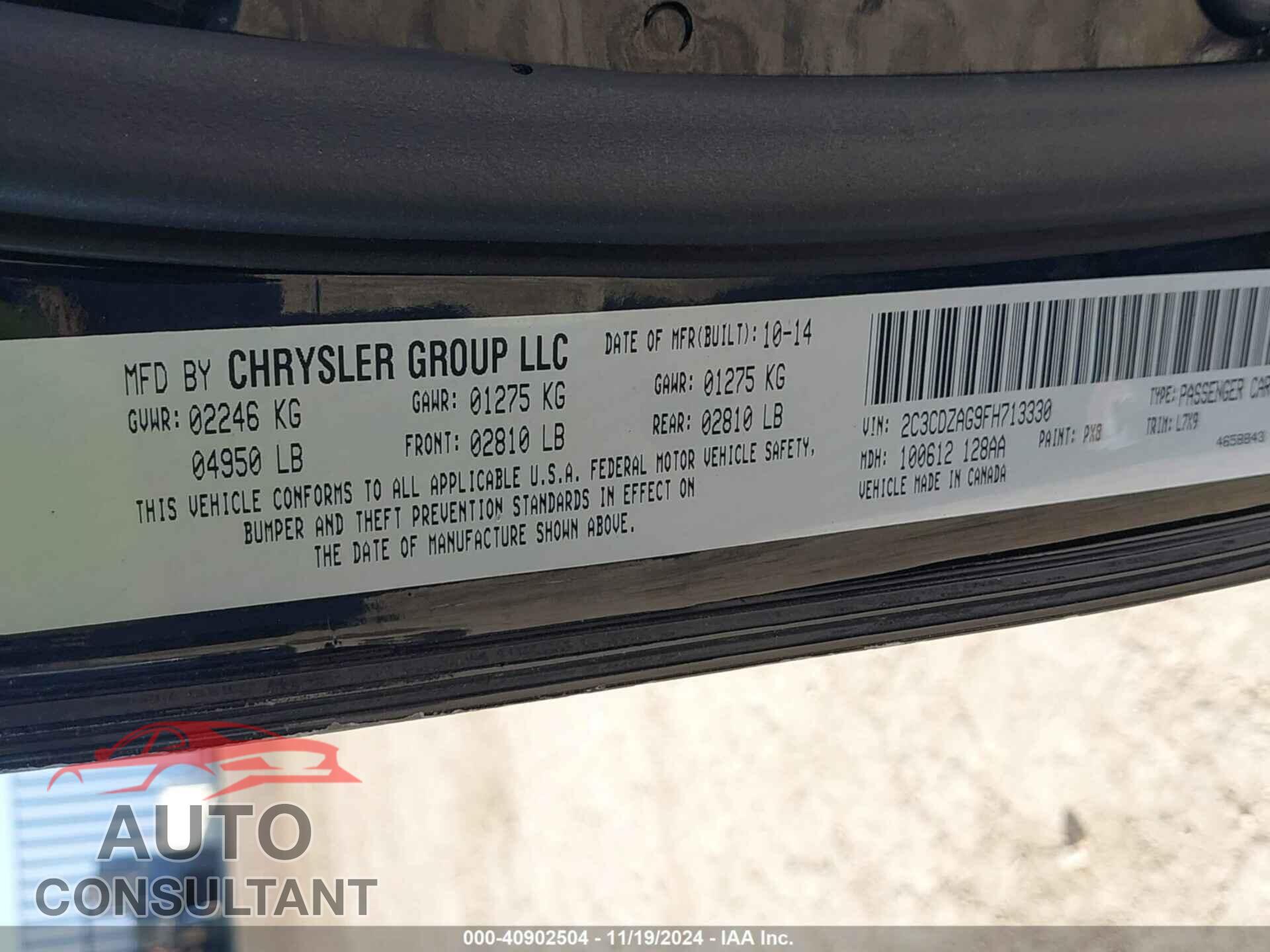 DODGE CHALLENGER 2015 - 2C3CDZAG9FH713330